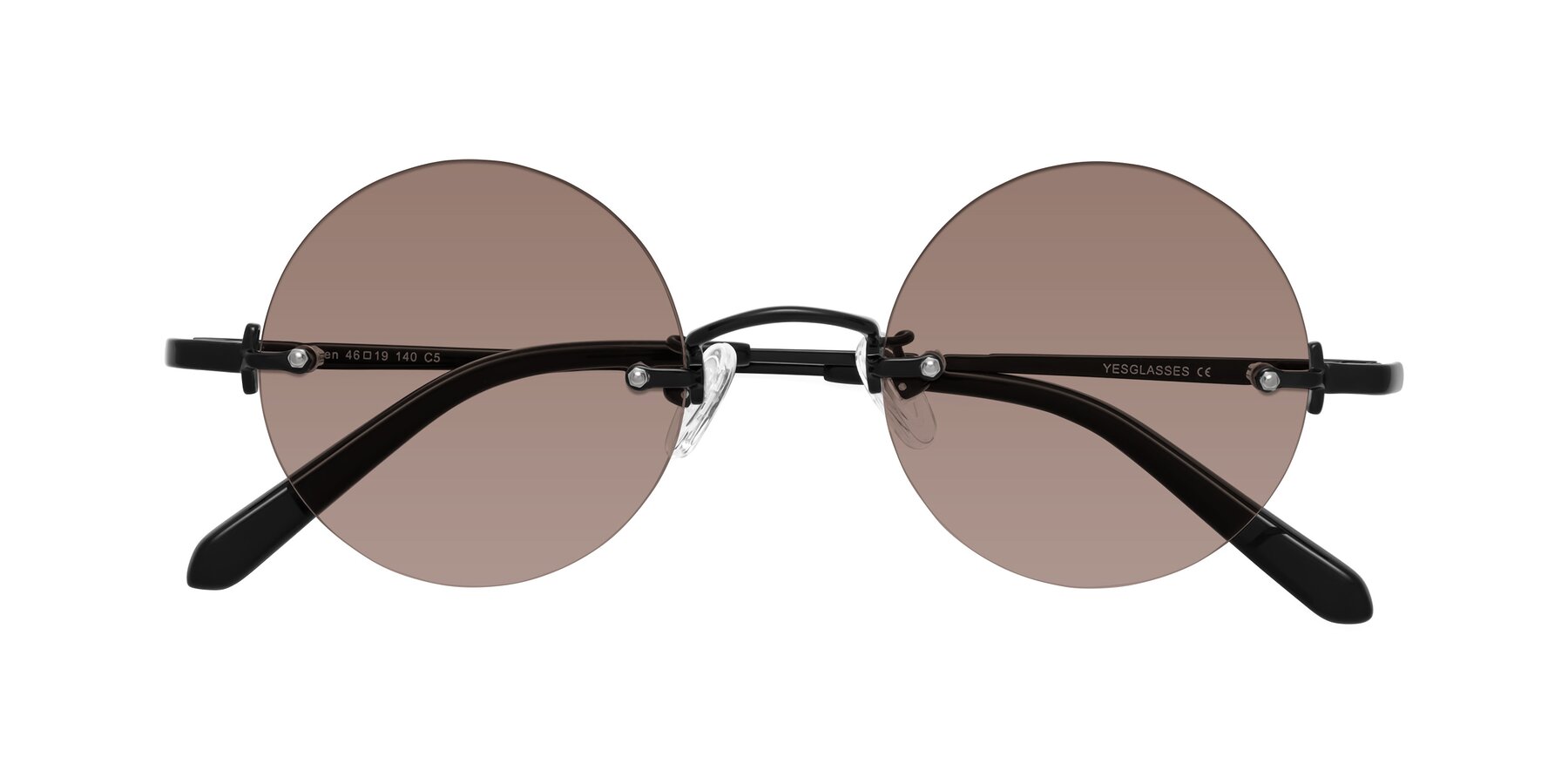 Folded Front of Jen in Black with Medium Brown Tinted Lenses