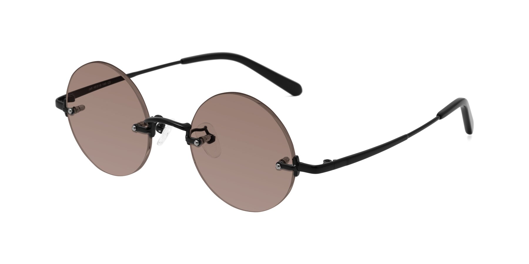 Angle of Jen in Black with Medium Brown Tinted Lenses