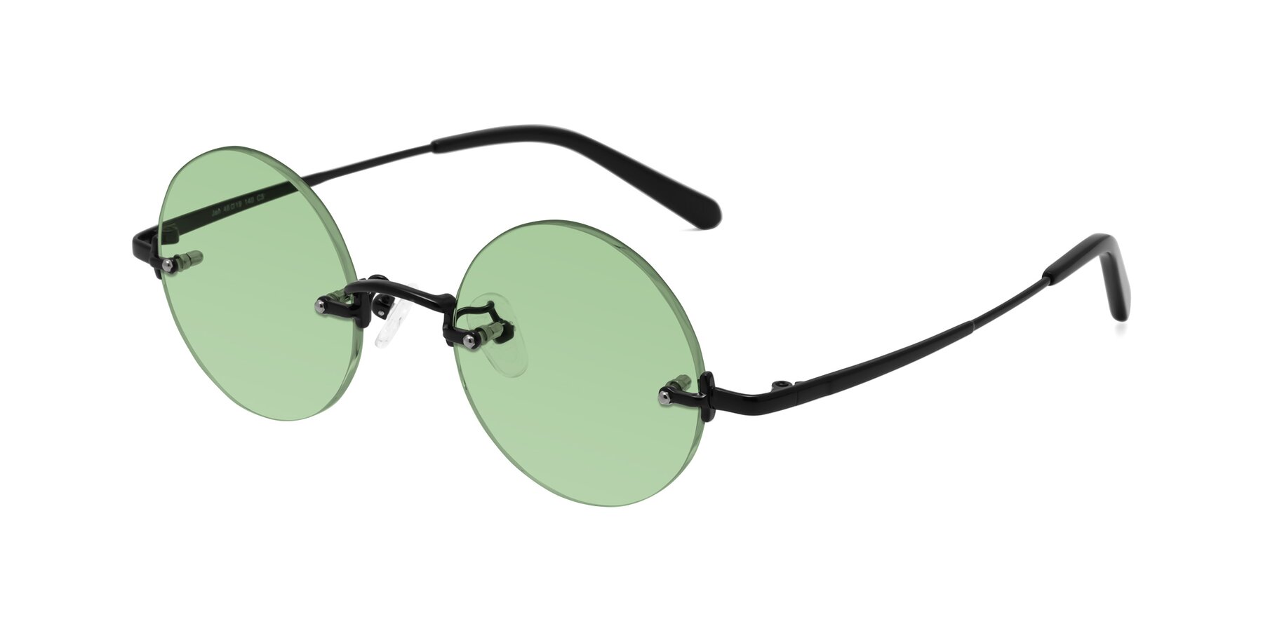 Angle of Jen in Black with Medium Green Tinted Lenses