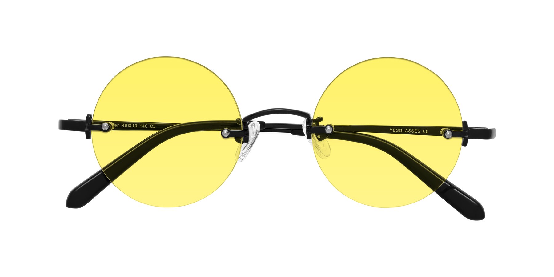 Folded Front of Jen in Black with Medium Yellow Tinted Lenses