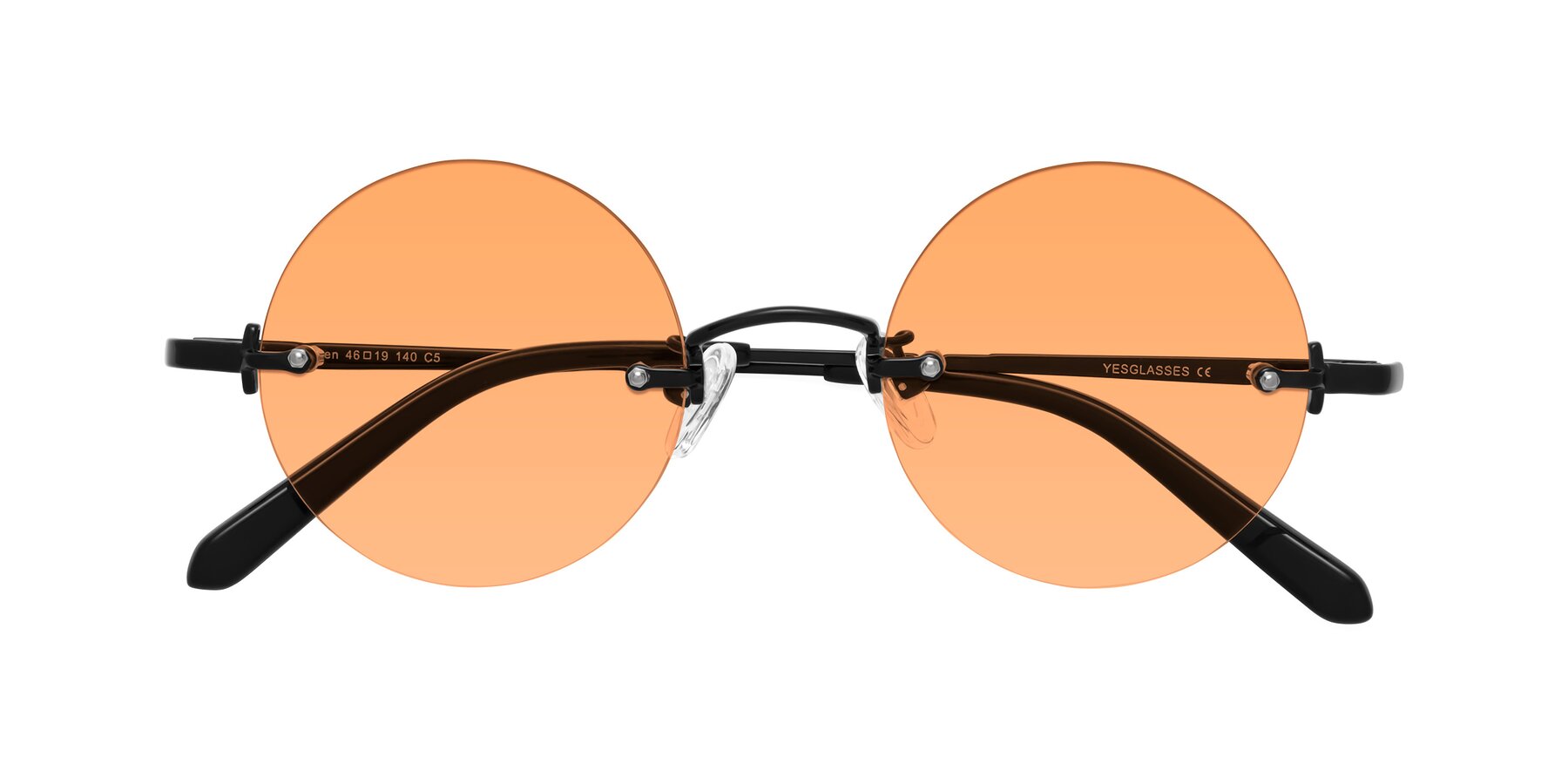 Folded Front of Jen in Black with Medium Orange Tinted Lenses