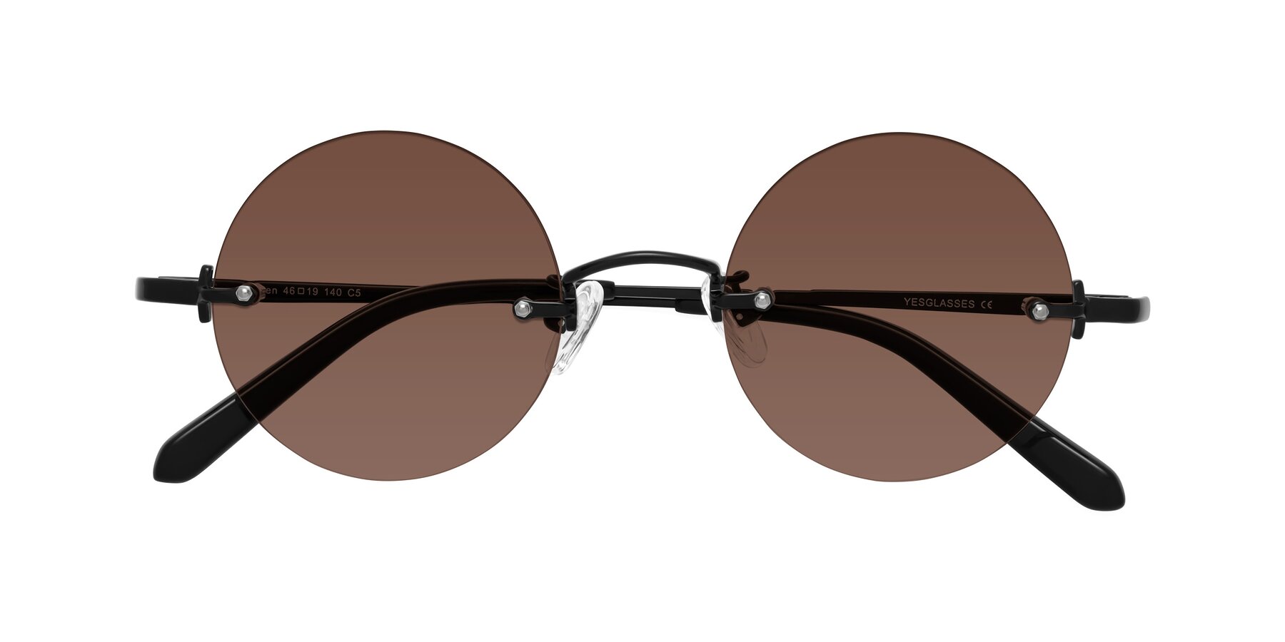 Folded Front of Jen in Black with Brown Tinted Lenses