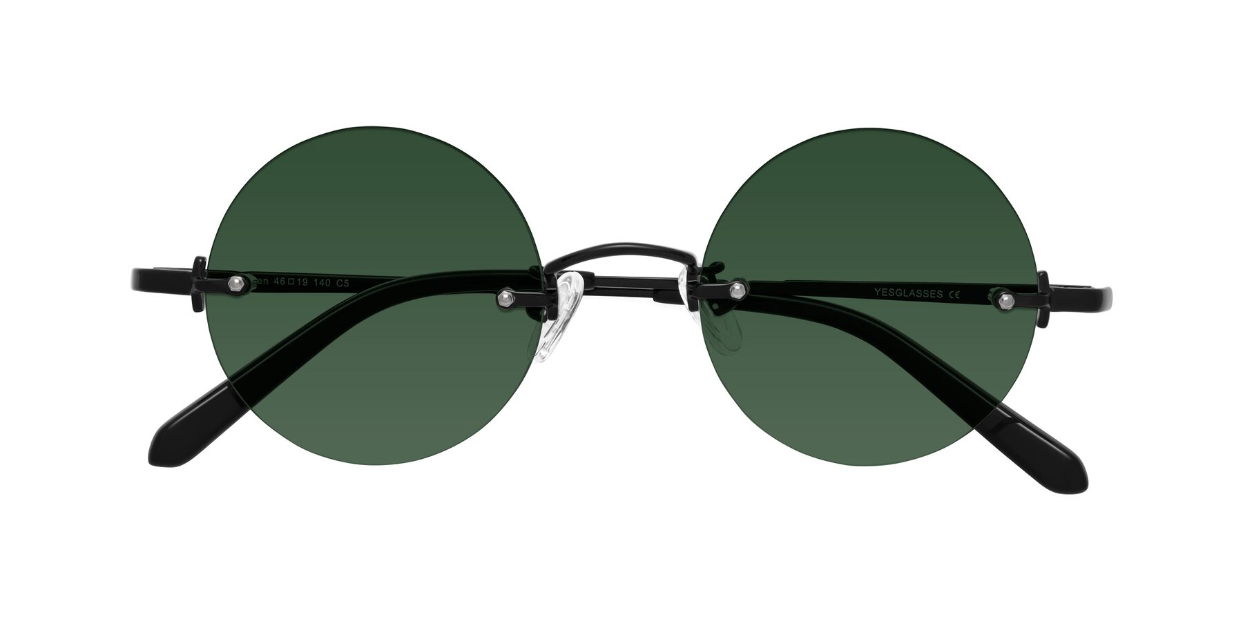 Folded Front of Jen in Black with Green Tinted Lenses