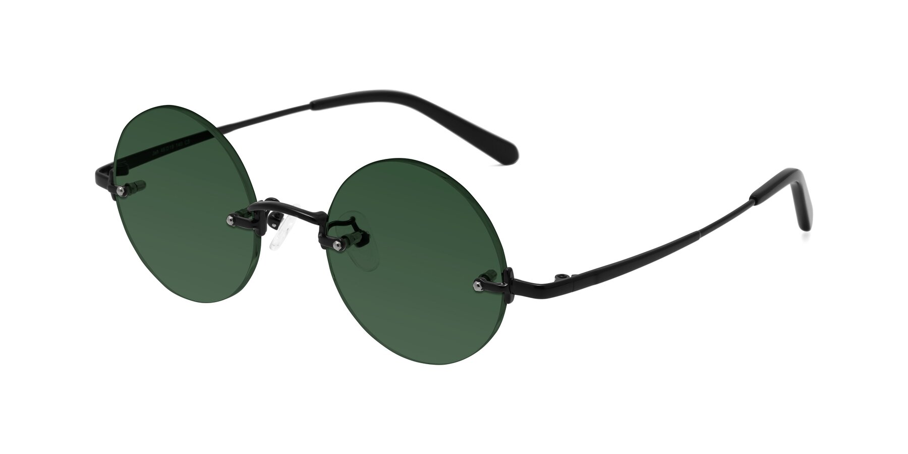 Angle of Jen in Black with Green Tinted Lenses