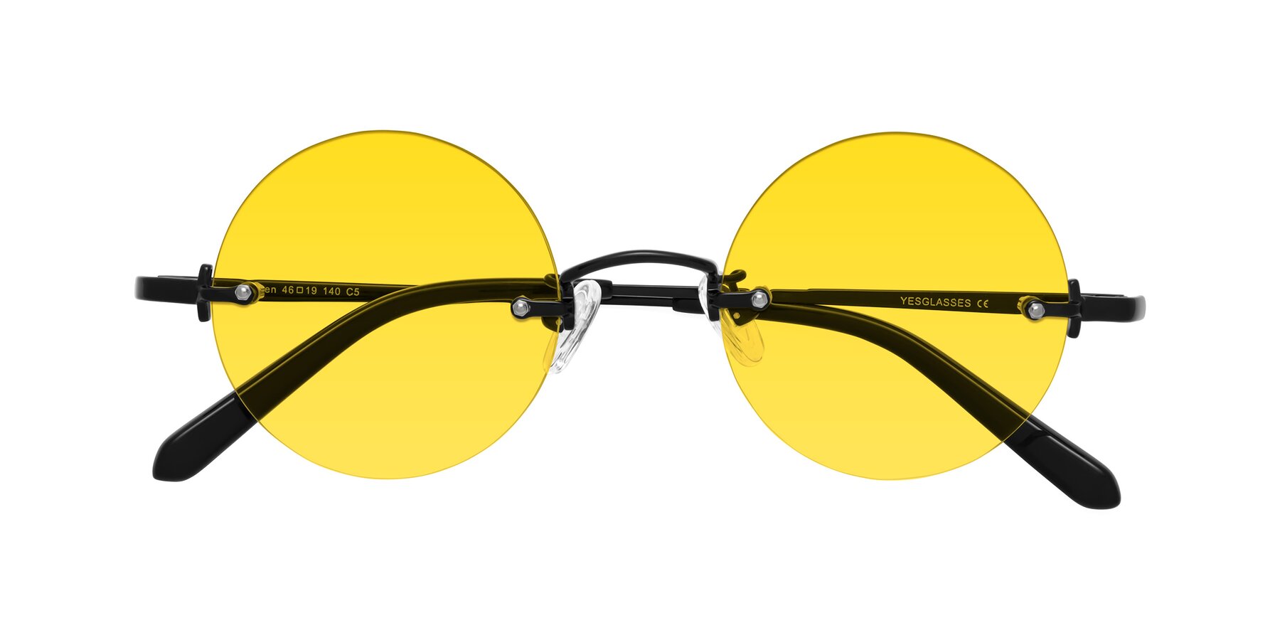 Folded Front of Jen in Black with Yellow Tinted Lenses