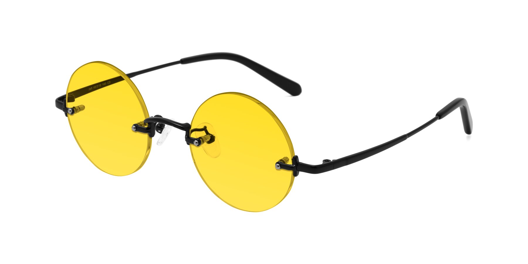 Angle of Jen in Black with Yellow Tinted Lenses