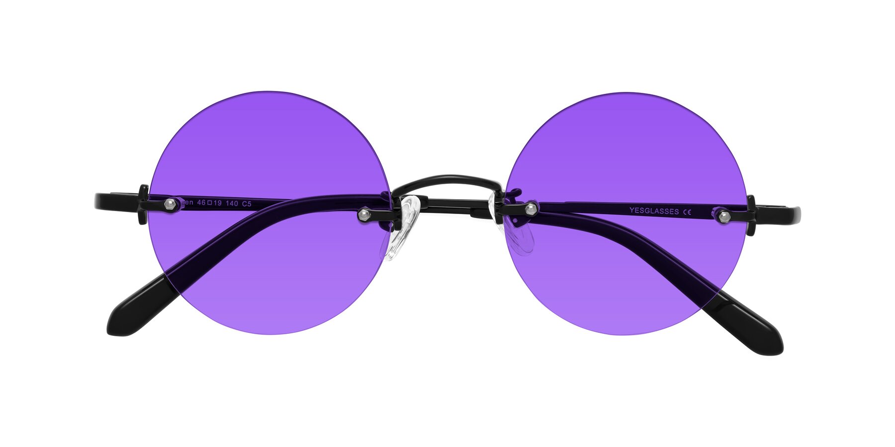 Folded Front of Jen in Black with Purple Tinted Lenses