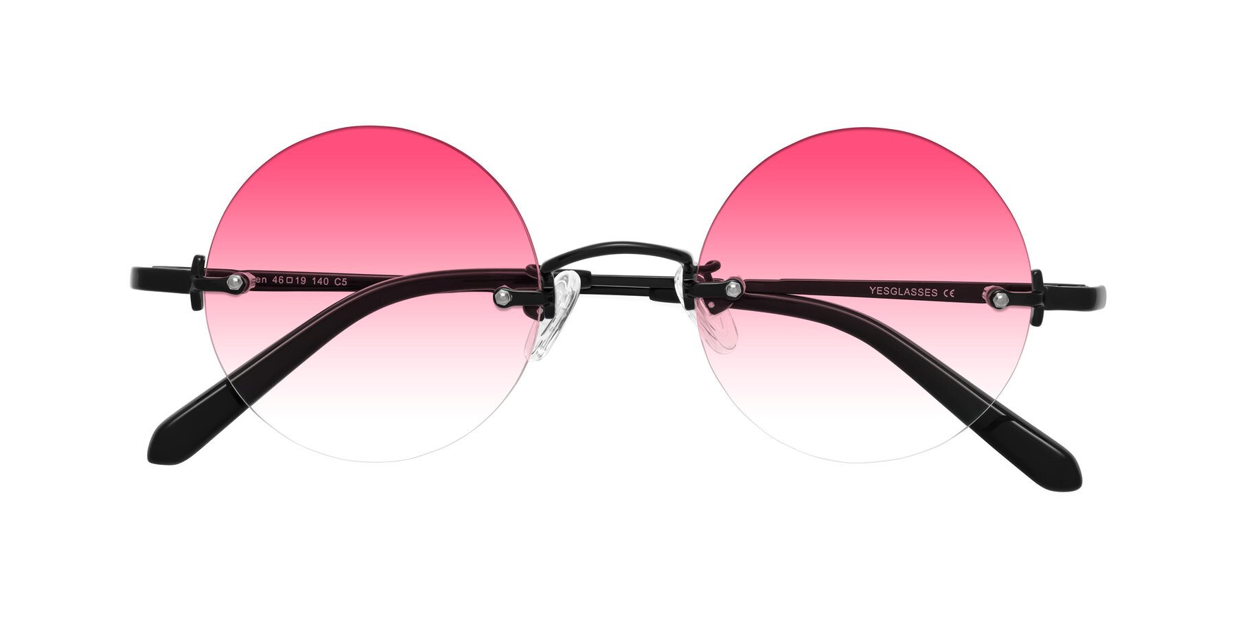 Folded Front of Jen in Black with Pink Gradient Lenses