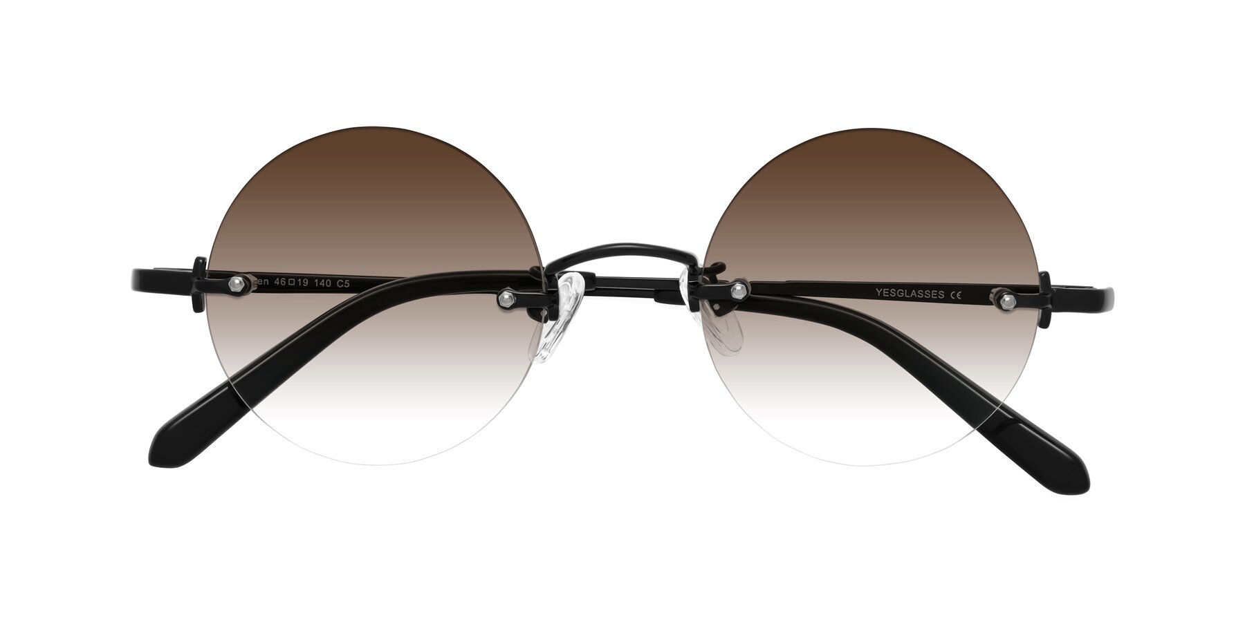 Folded Front of Jen in Black with Brown Gradient Lenses