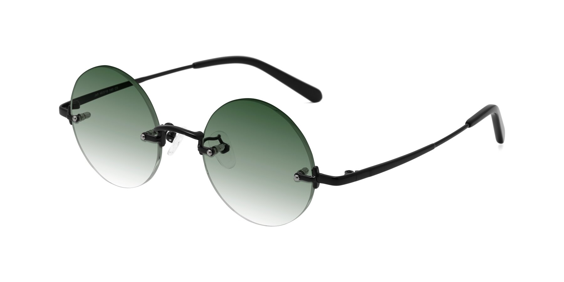 Angle of Jen in Black with Green Gradient Lenses