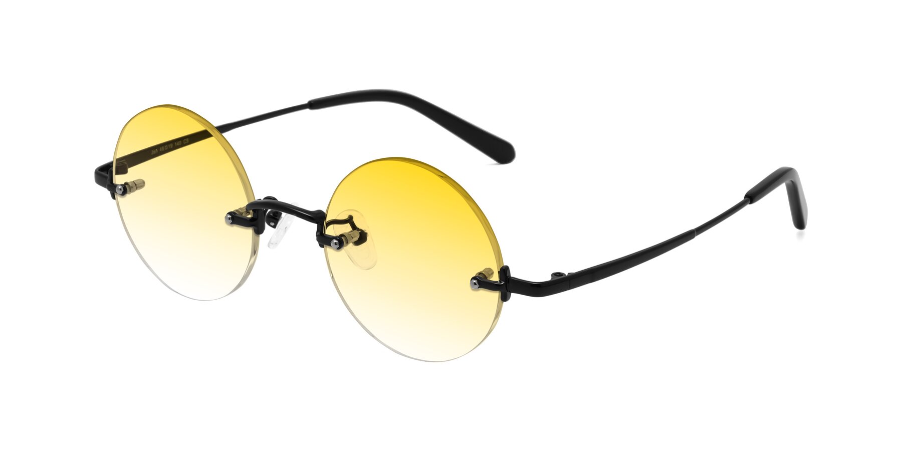 Angle of Jen in Black with Yellow Gradient Lenses