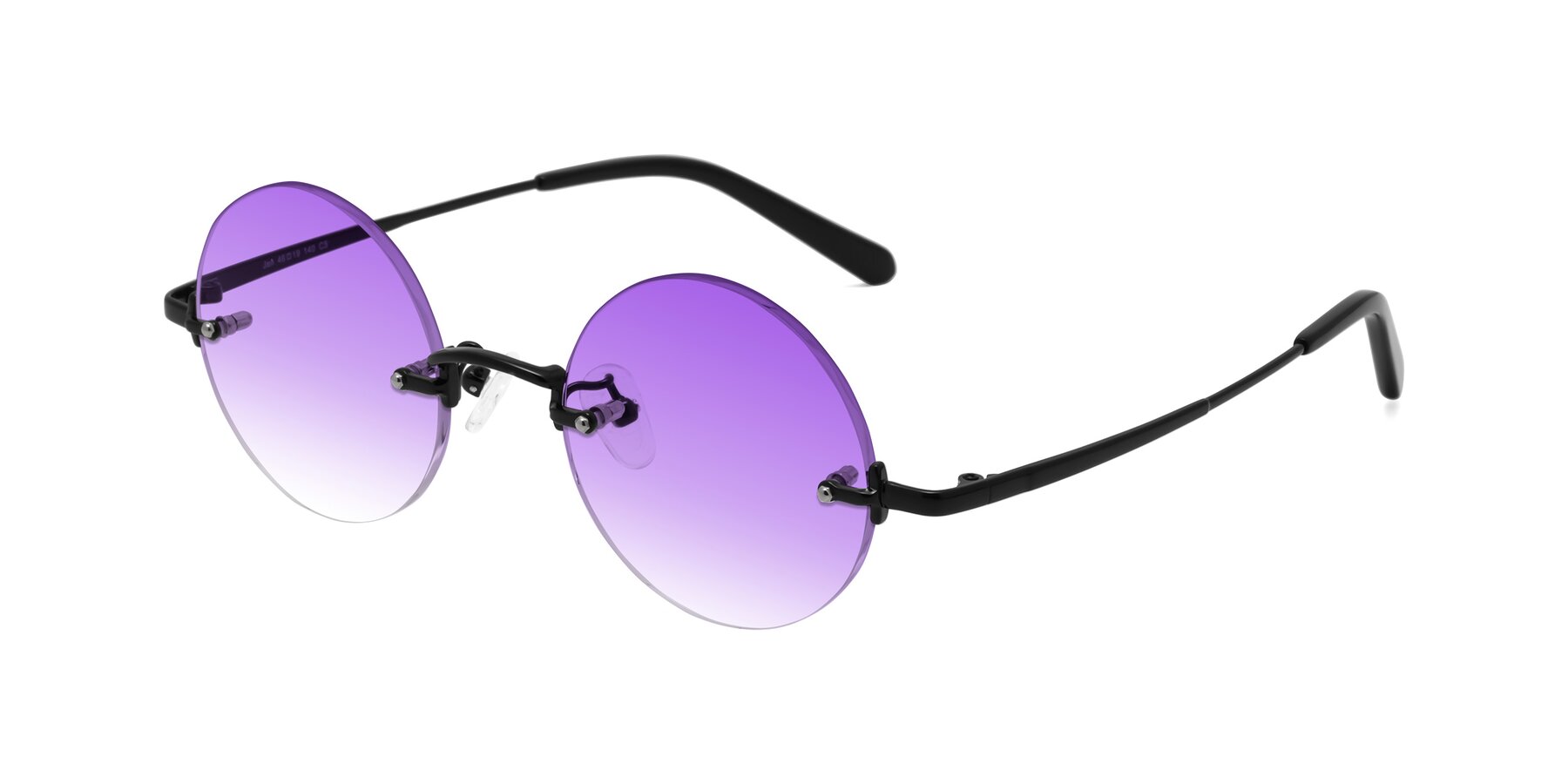 Angle of Jen in Black with Purple Gradient Lenses