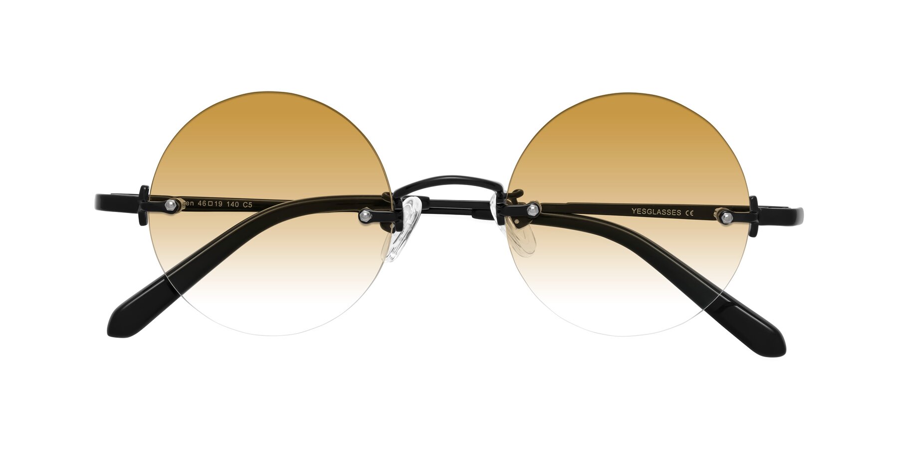 Folded Front of Jen in Black with Champagne Gradient Lenses