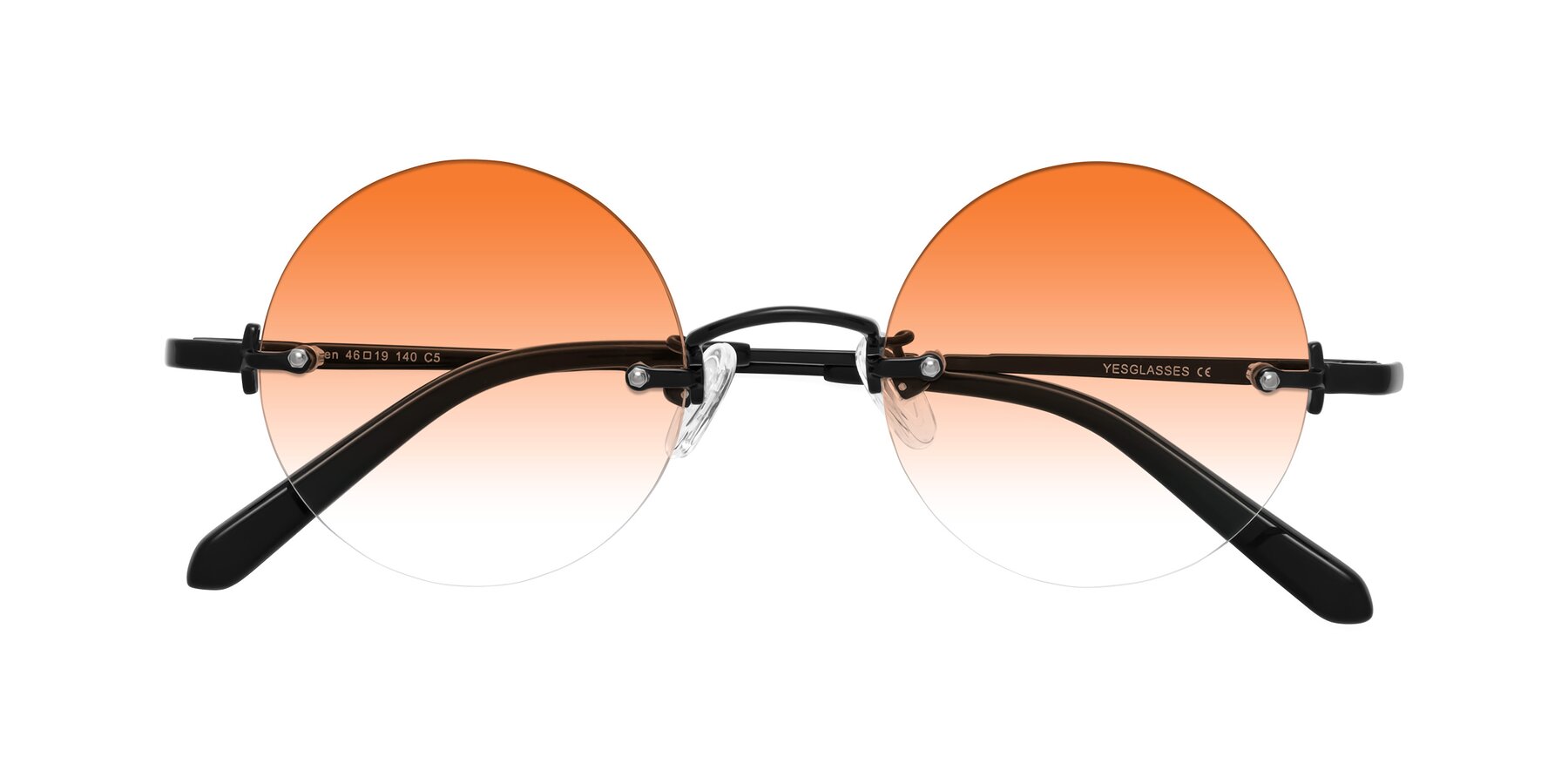 Folded Front of Jen in Black with Orange Gradient Lenses