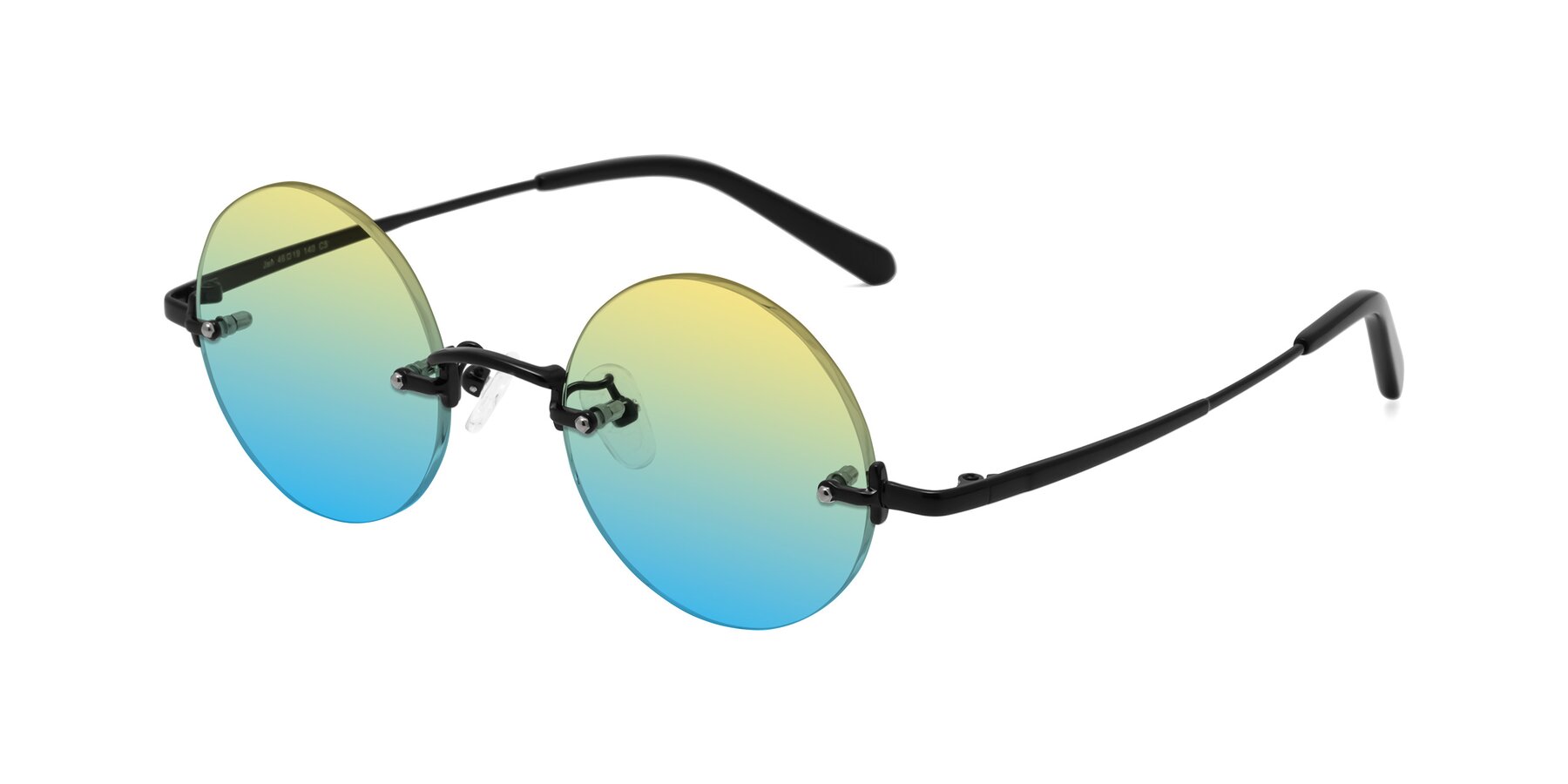 Angle of Jen in Black with Yellow / Blue Gradient Lenses