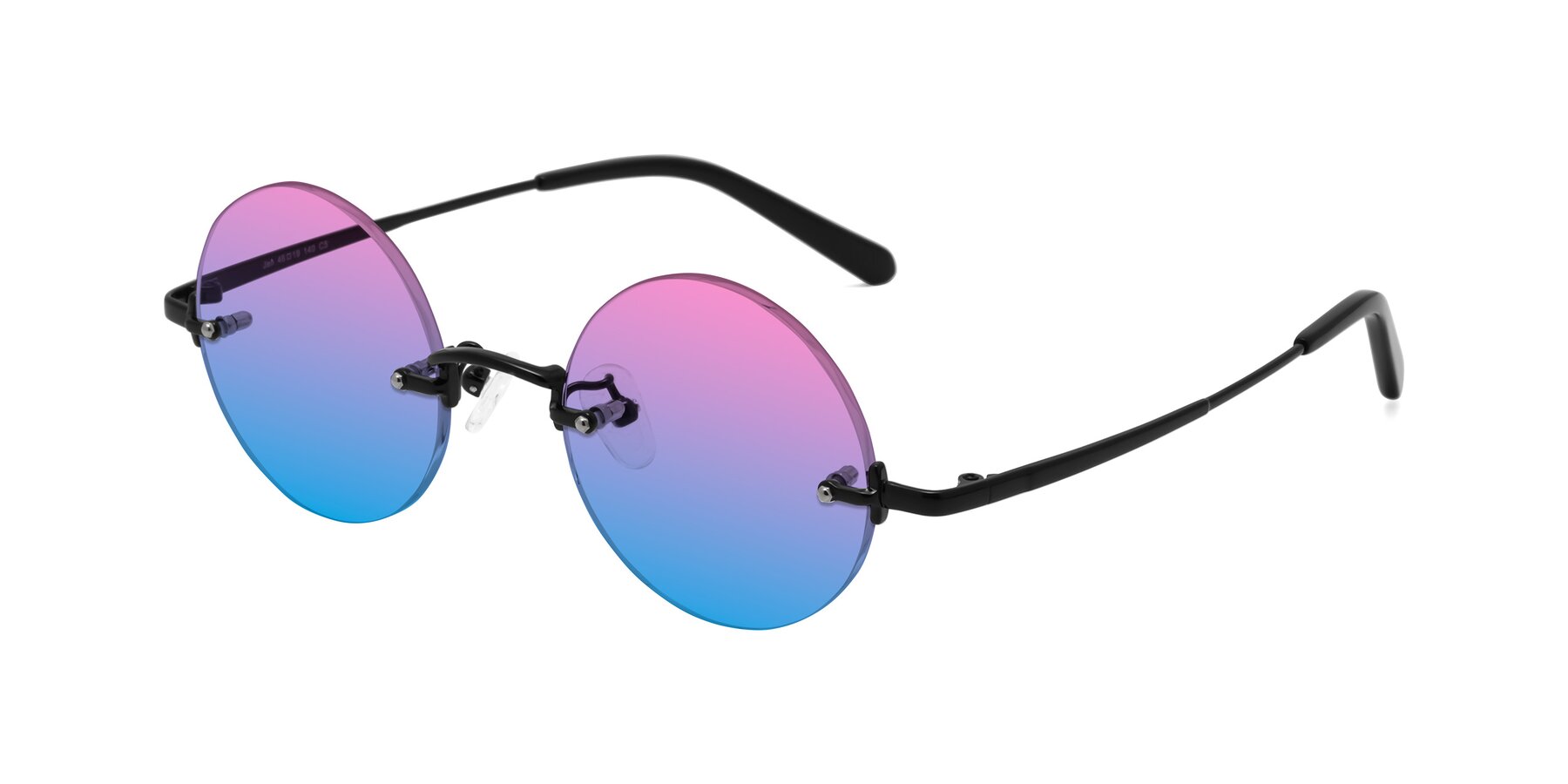 Angle of Jen in Black with Pink / Blue Gradient Lenses