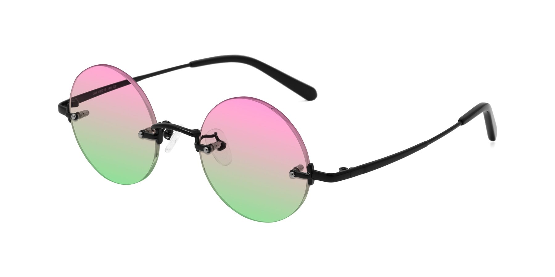 Angle of Jen in Black with Pink / Green Gradient Lenses