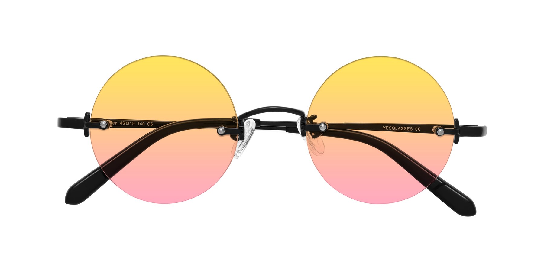 Folded Front of Jen in Black with Yellow / Pink Gradient Lenses