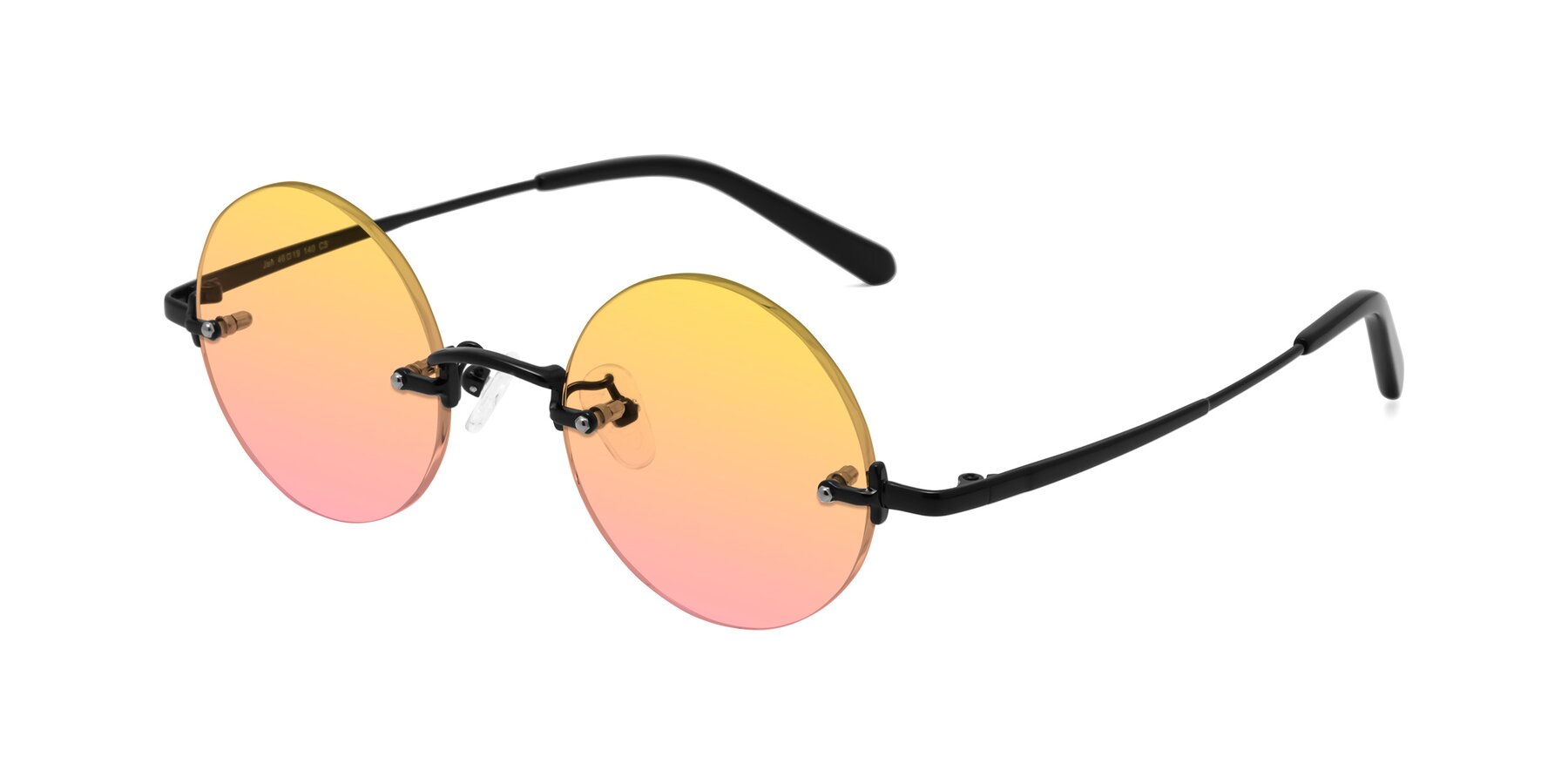 Angle of Jen in Black with Yellow / Pink Gradient Lenses