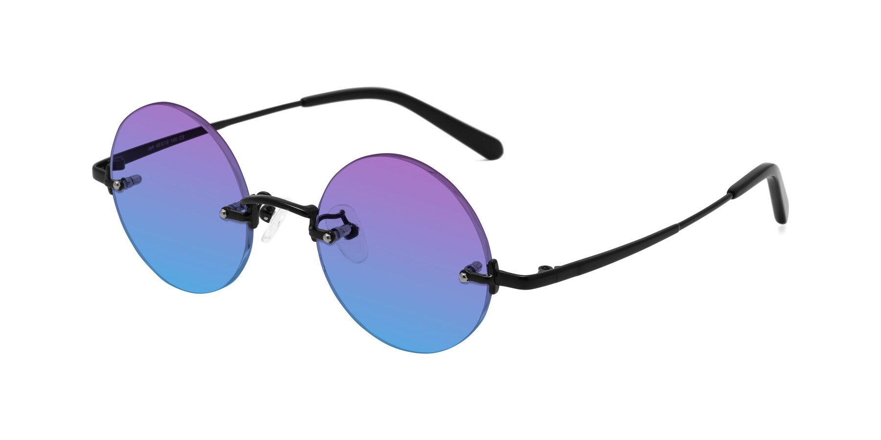 Angle of Jen in Black with Purple / Blue Gradient Lenses