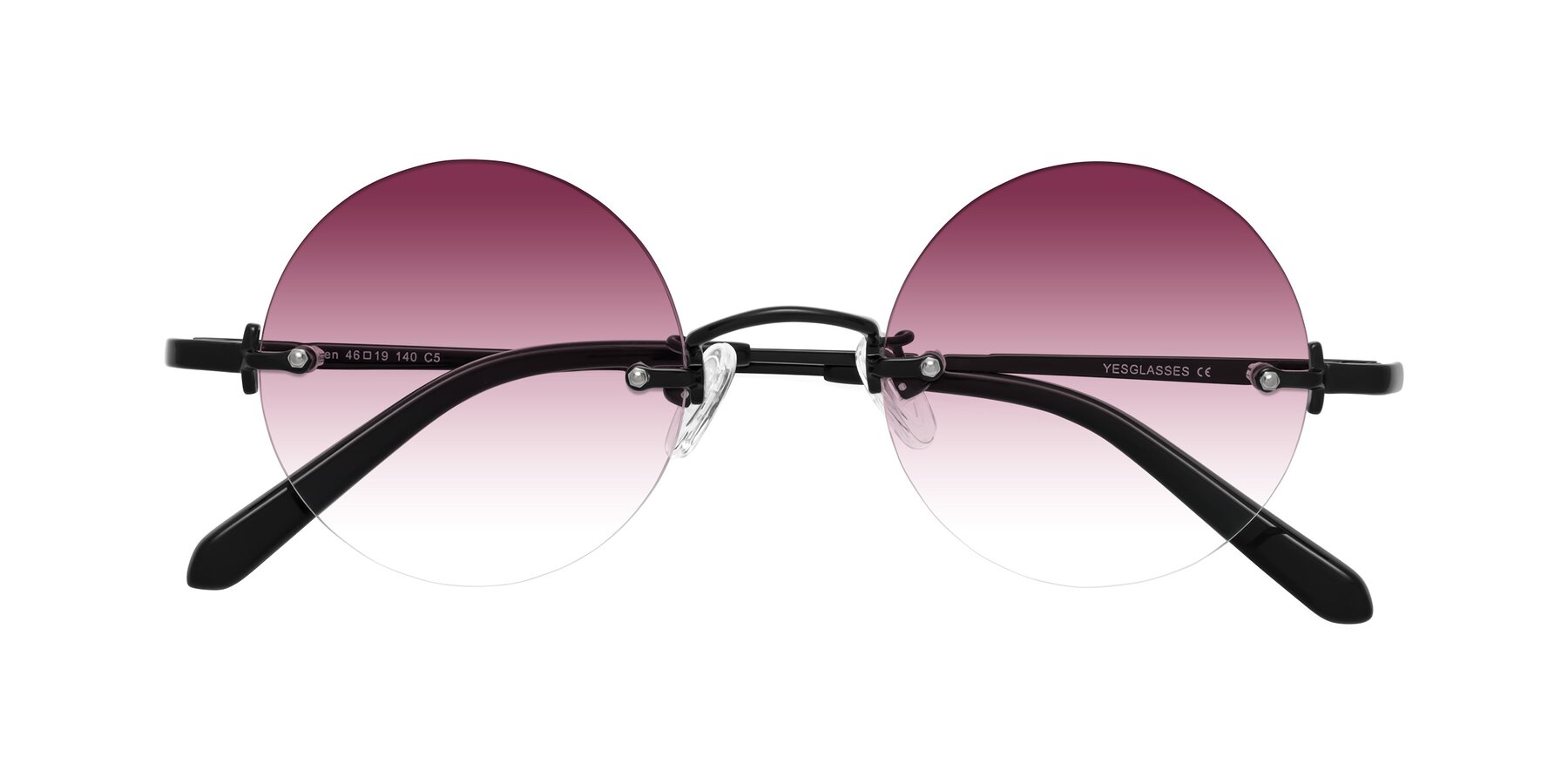 Folded Front of Jen in Black with Wine Gradient Lenses