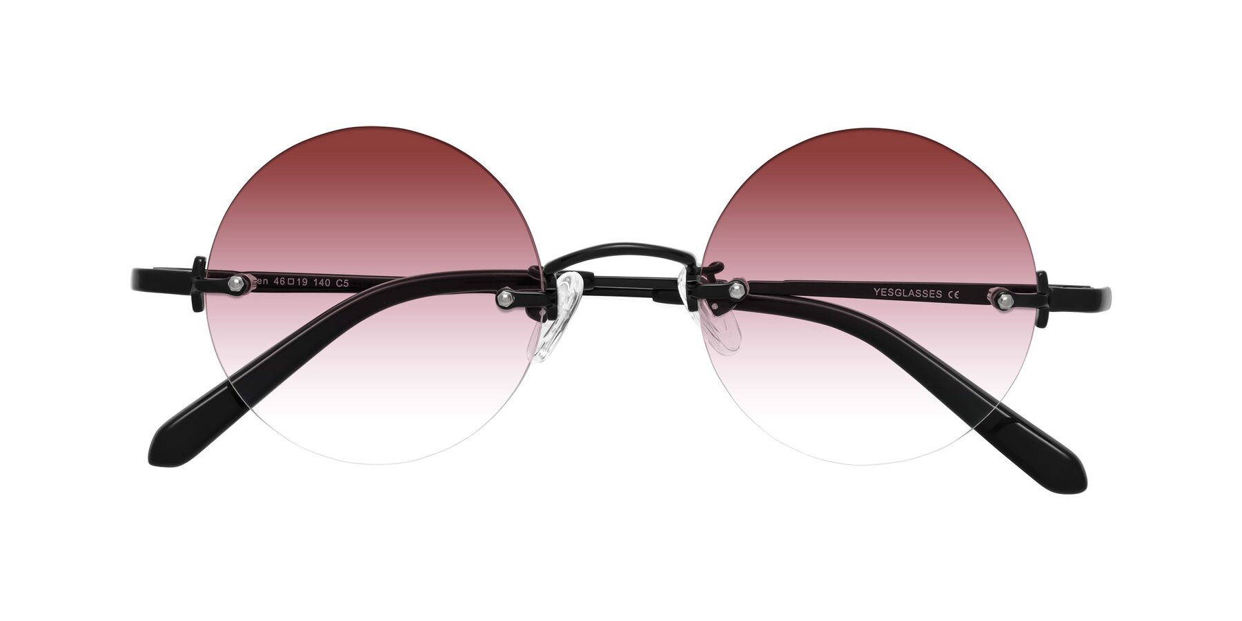 Folded Front of Jen in Black with Garnet Gradient Lenses