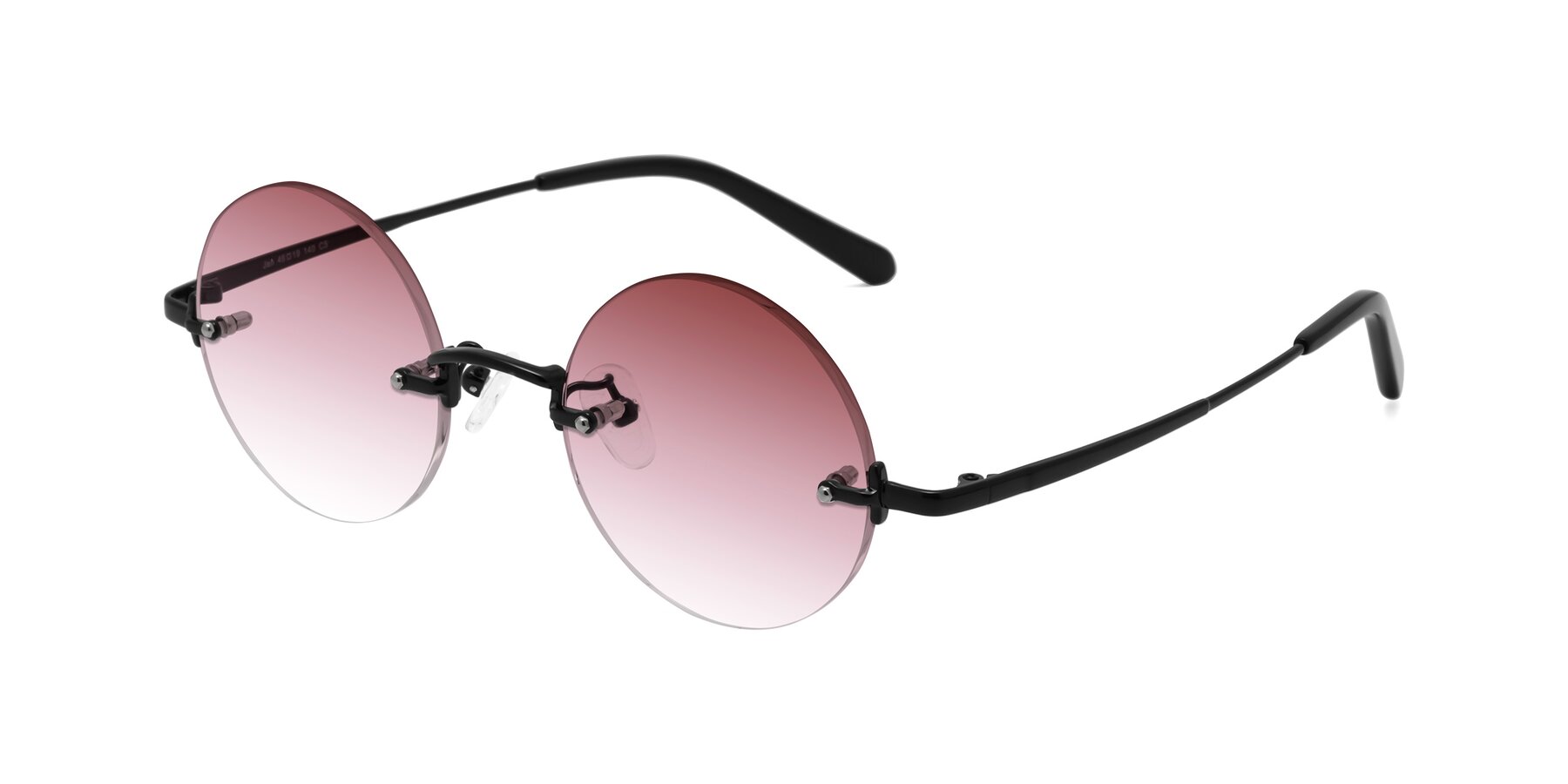 Angle of Jen in Black with Garnet Gradient Lenses