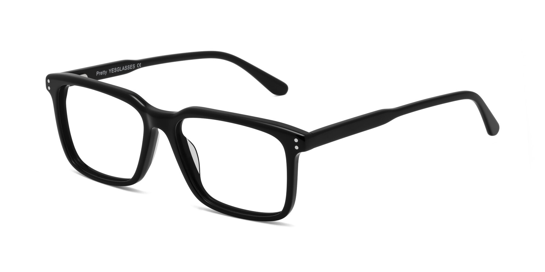 Angle of Pretty in Black with Clear Eyeglass Lenses