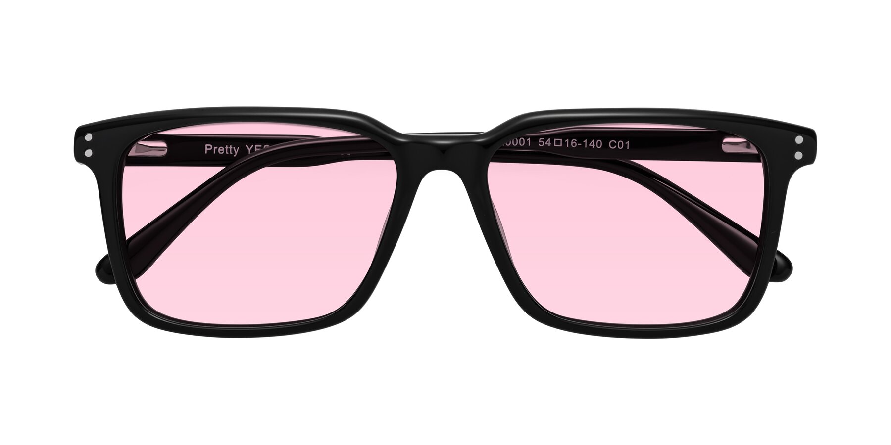 Folded Front of Pretty in Black with Light Pink Tinted Lenses