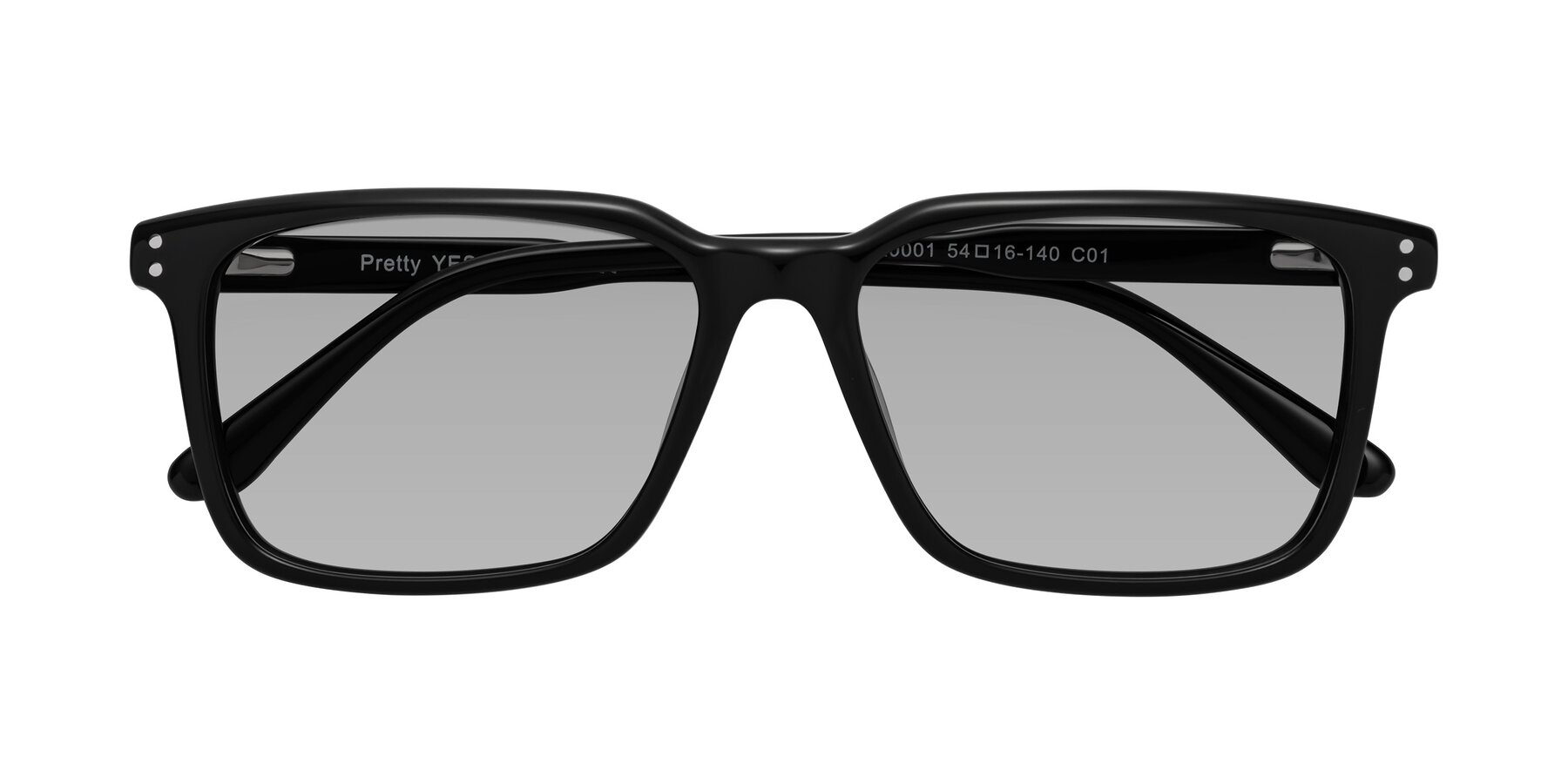 Folded Front of Pretty in Black with Light Gray Tinted Lenses