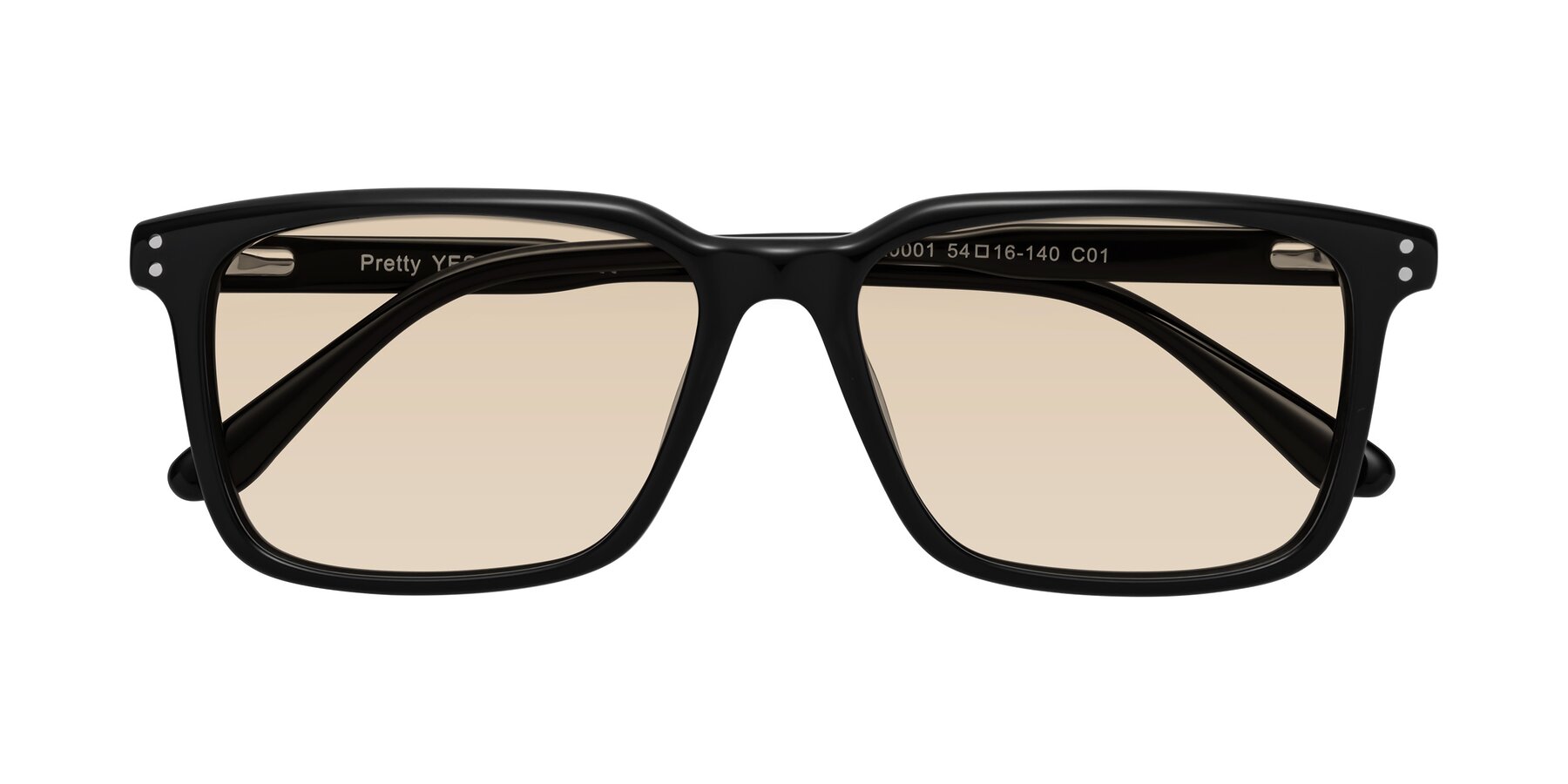 Folded Front of Pretty in Black with Light Brown Tinted Lenses