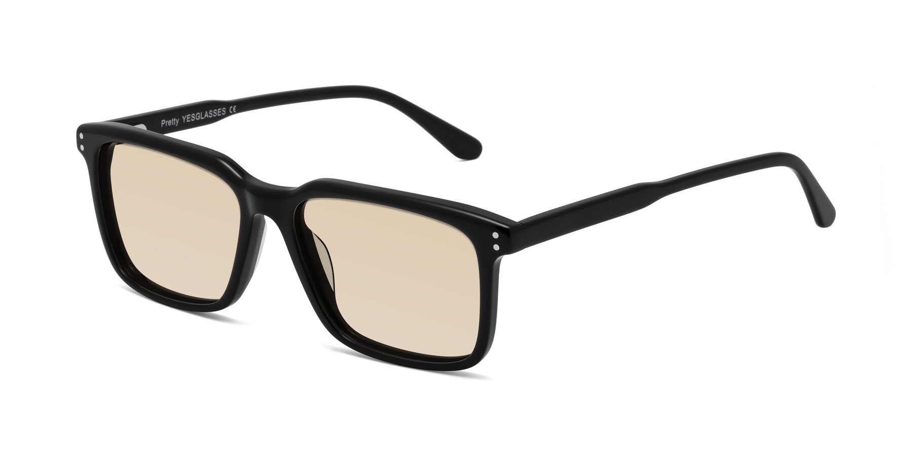 Angle of Pretty in Black with Light Brown Tinted Lenses