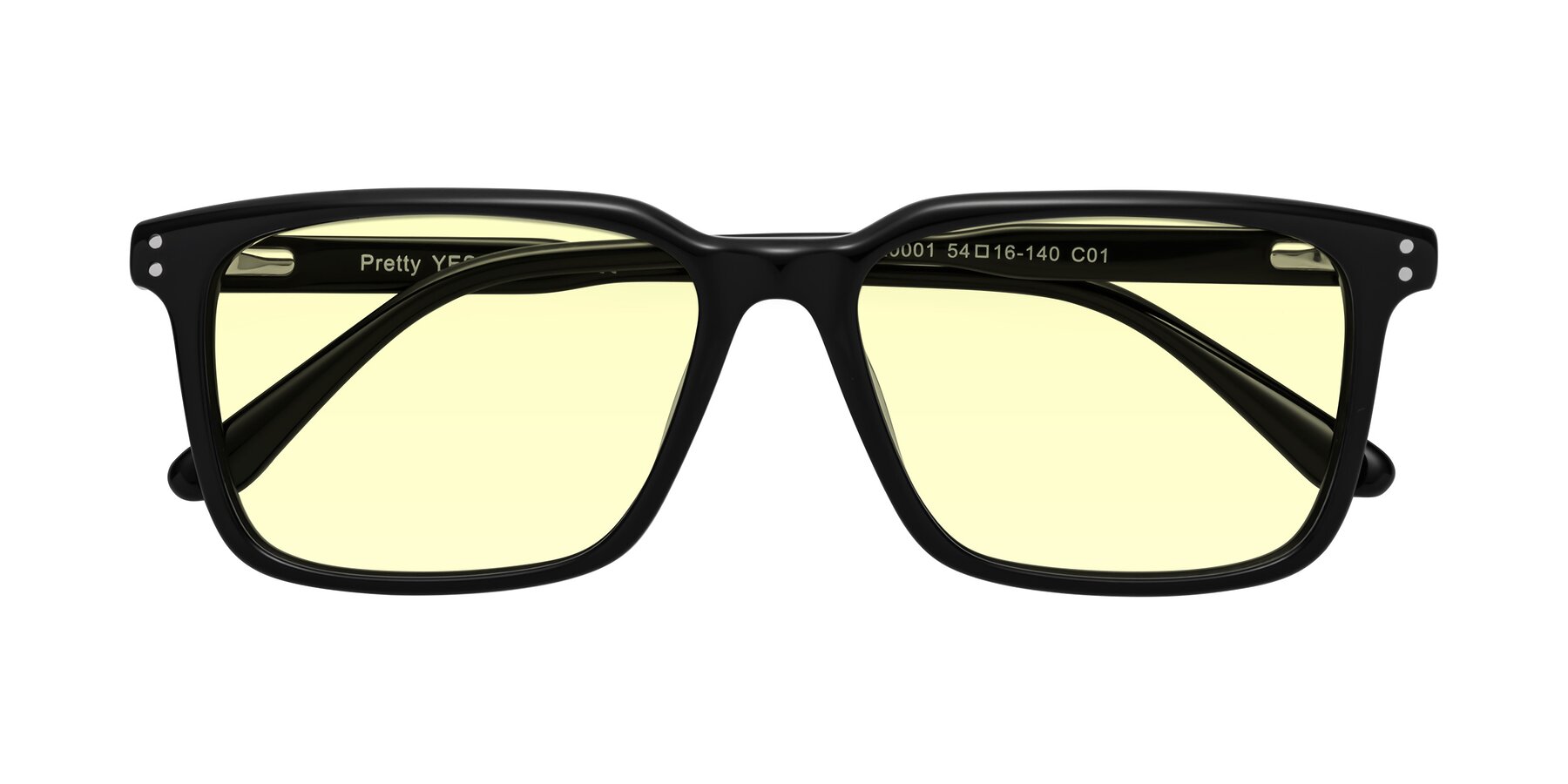 Folded Front of Pretty in Black with Light Yellow Tinted Lenses