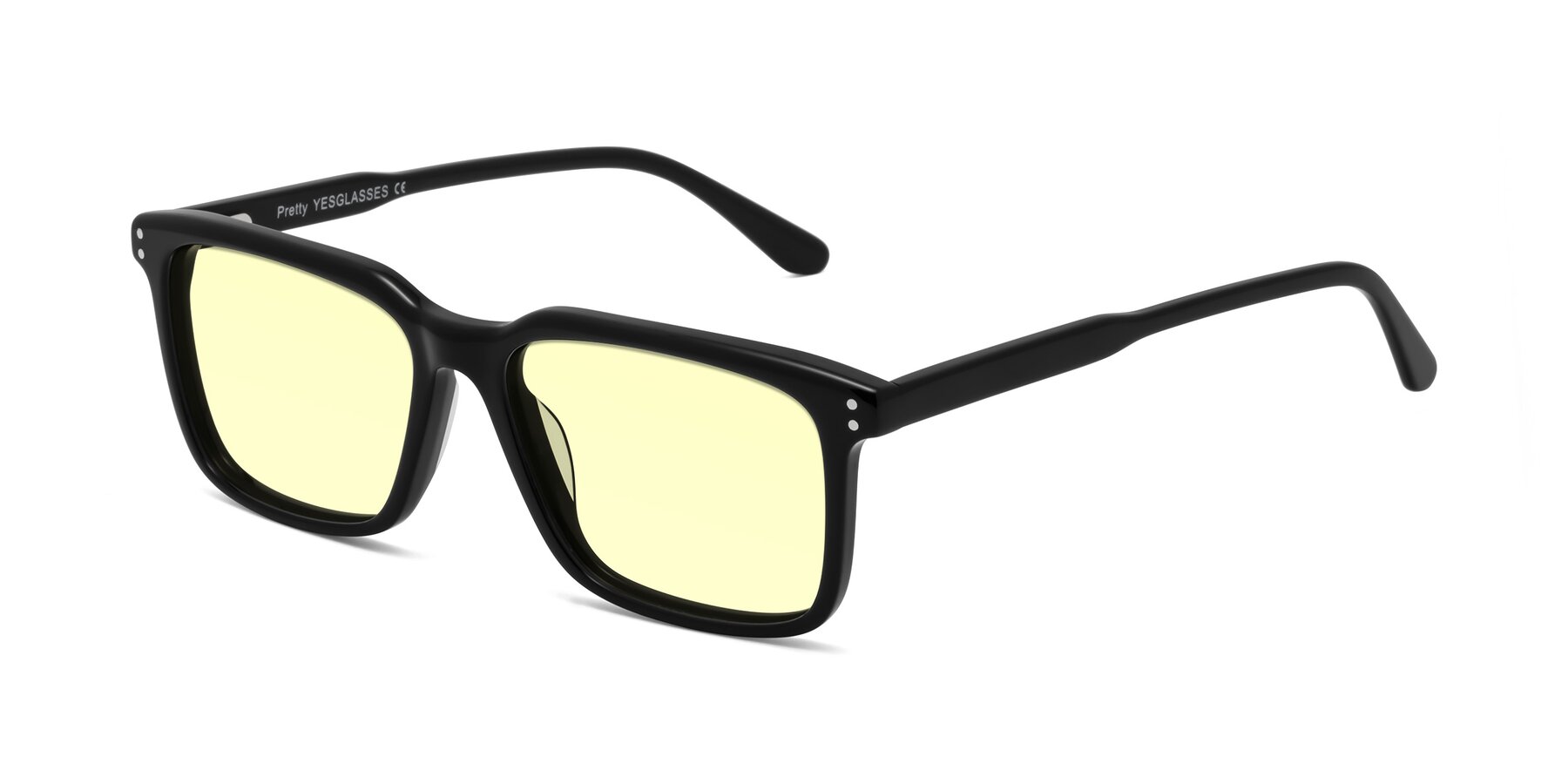 Angle of Pretty in Black with Light Yellow Tinted Lenses