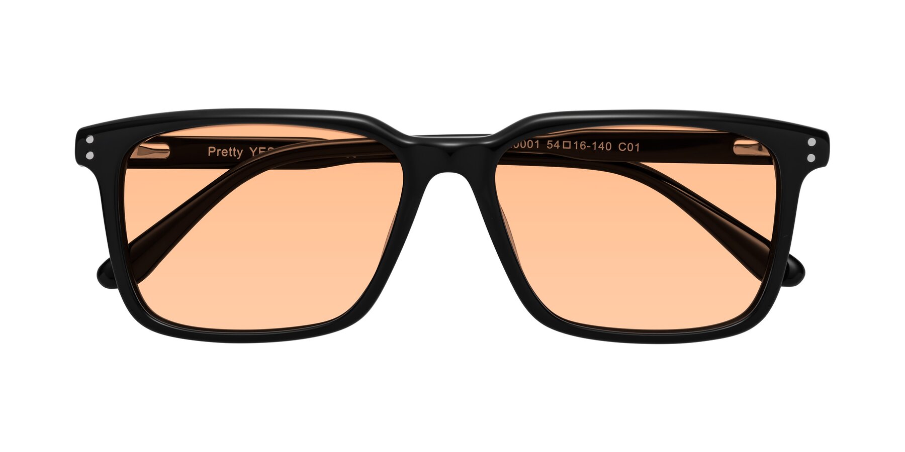 Folded Front of Pretty in Black with Light Orange Tinted Lenses