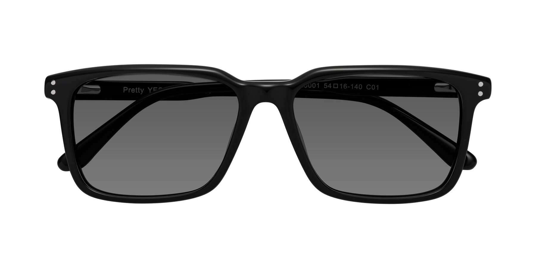 Folded Front of Pretty in Black with Medium Gray Tinted Lenses