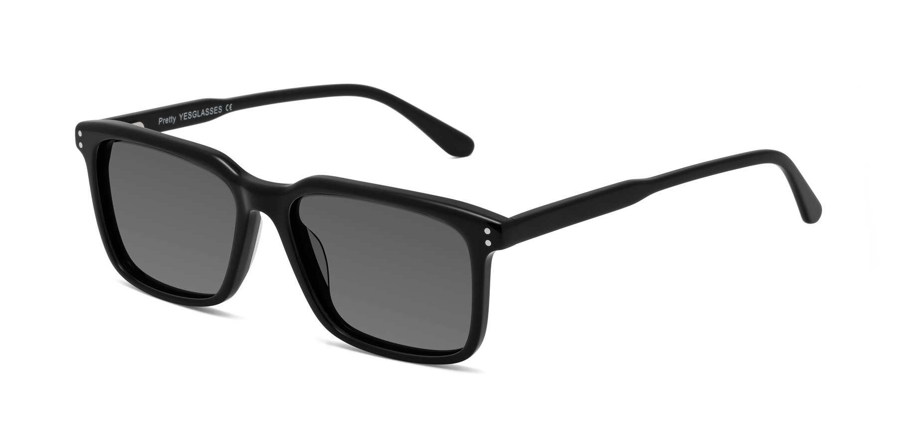 Angle of Pretty in Black with Medium Gray Tinted Lenses