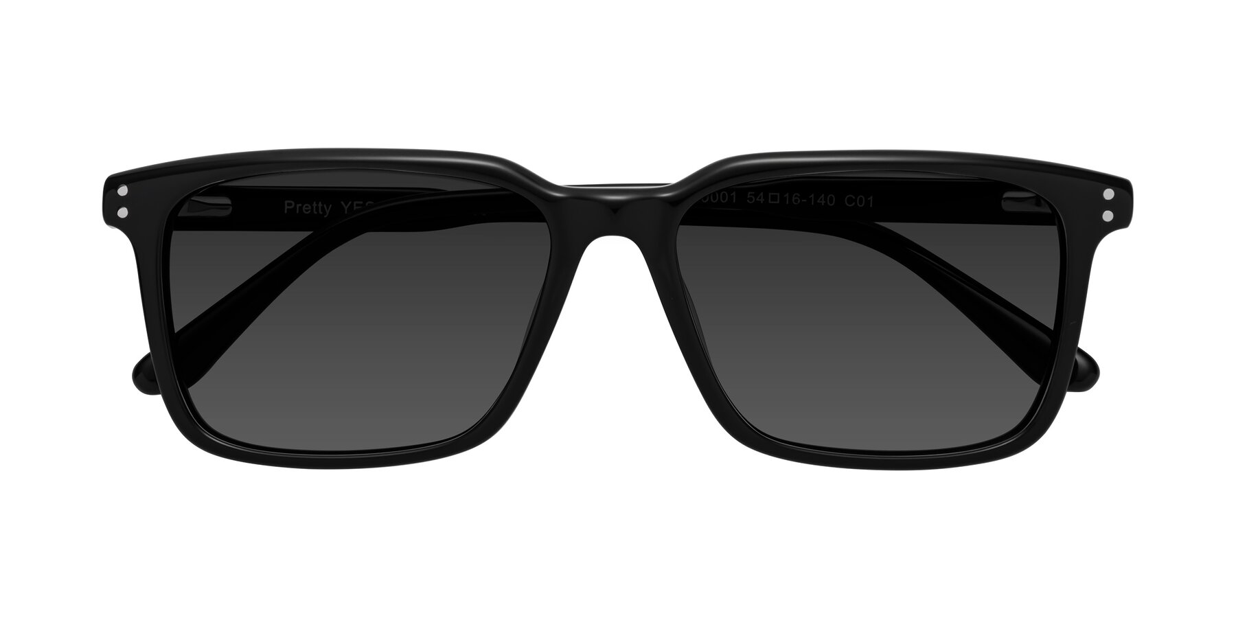 Folded Front of Pretty in Black with Gray Tinted Lenses