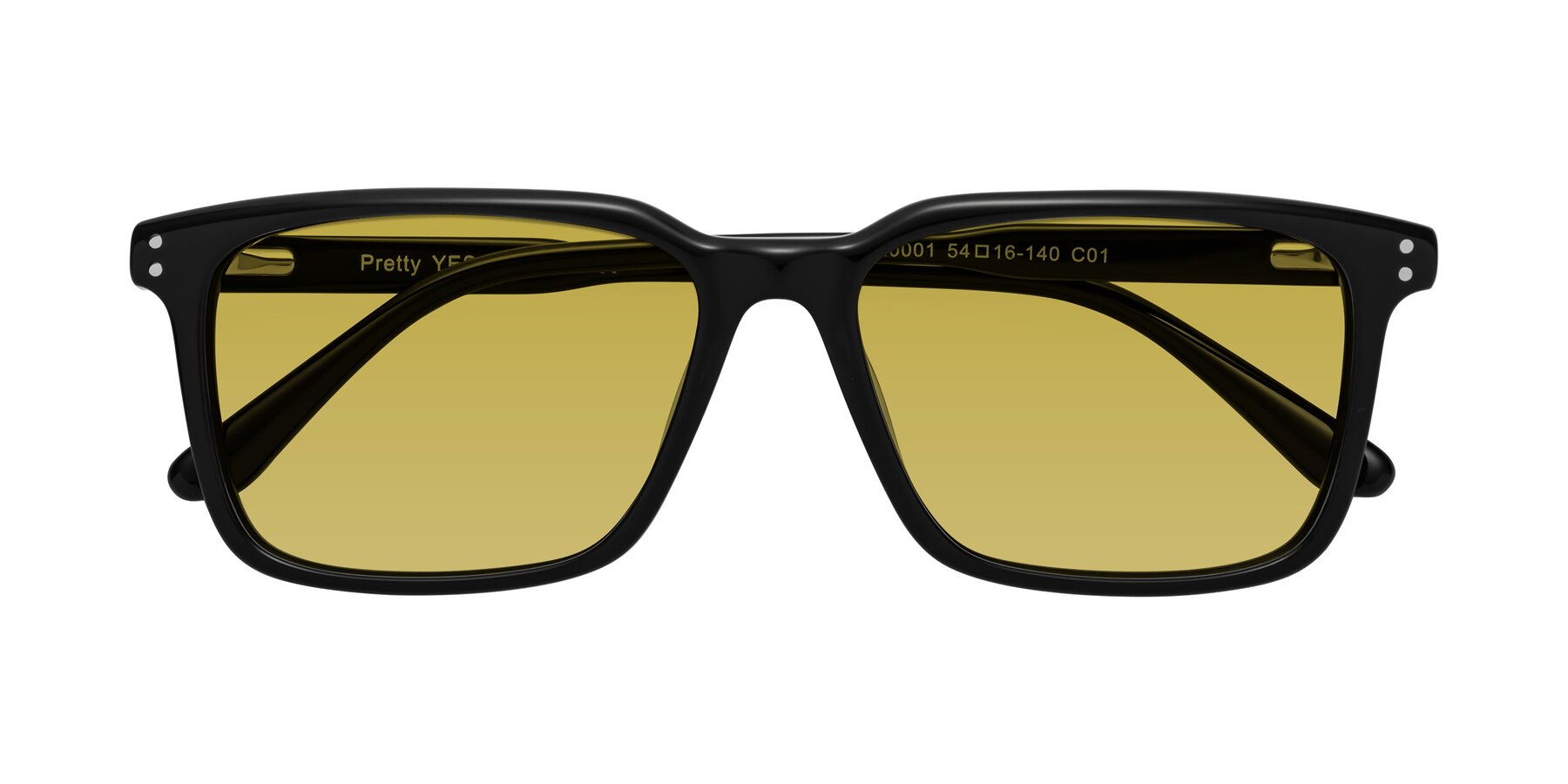 Folded Front of Pretty in Black with Champagne Tinted Lenses