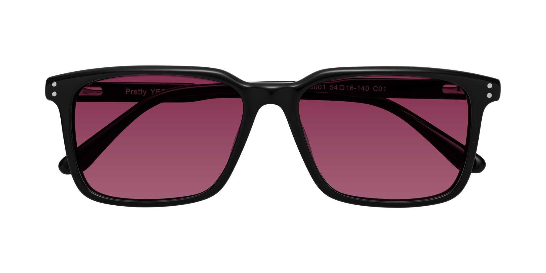 Folded Front of Pretty in Black with Wine Tinted Lenses