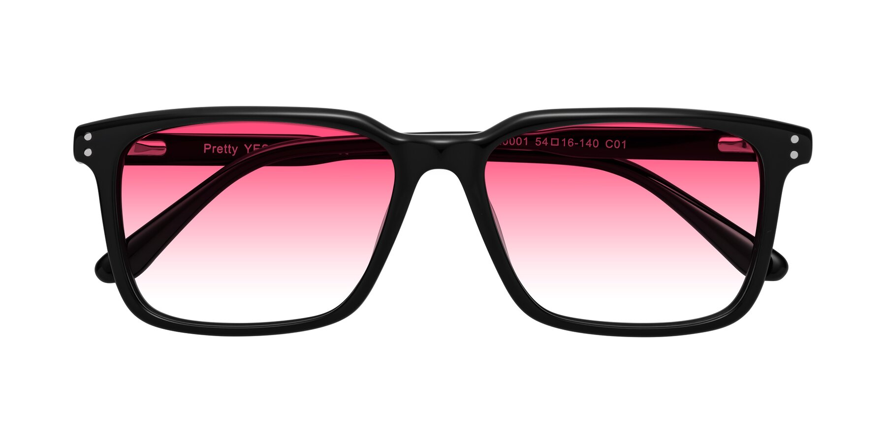 Folded Front of Pretty in Black with Pink Gradient Lenses