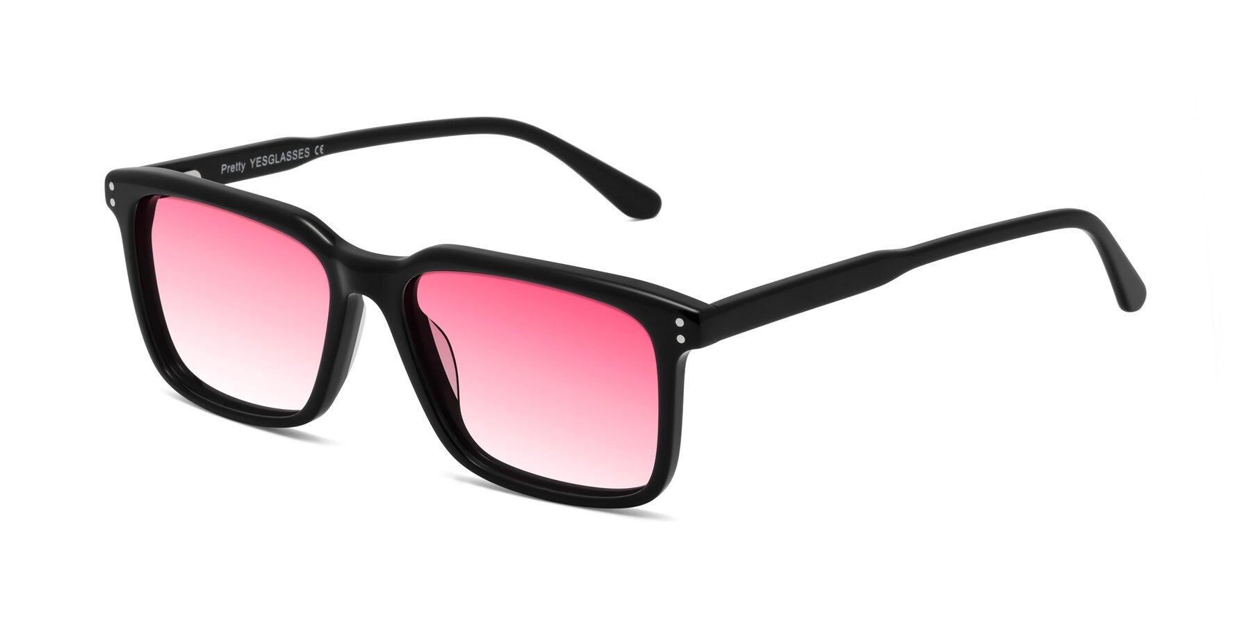 Angle of Pretty in Black with Pink Gradient Lenses