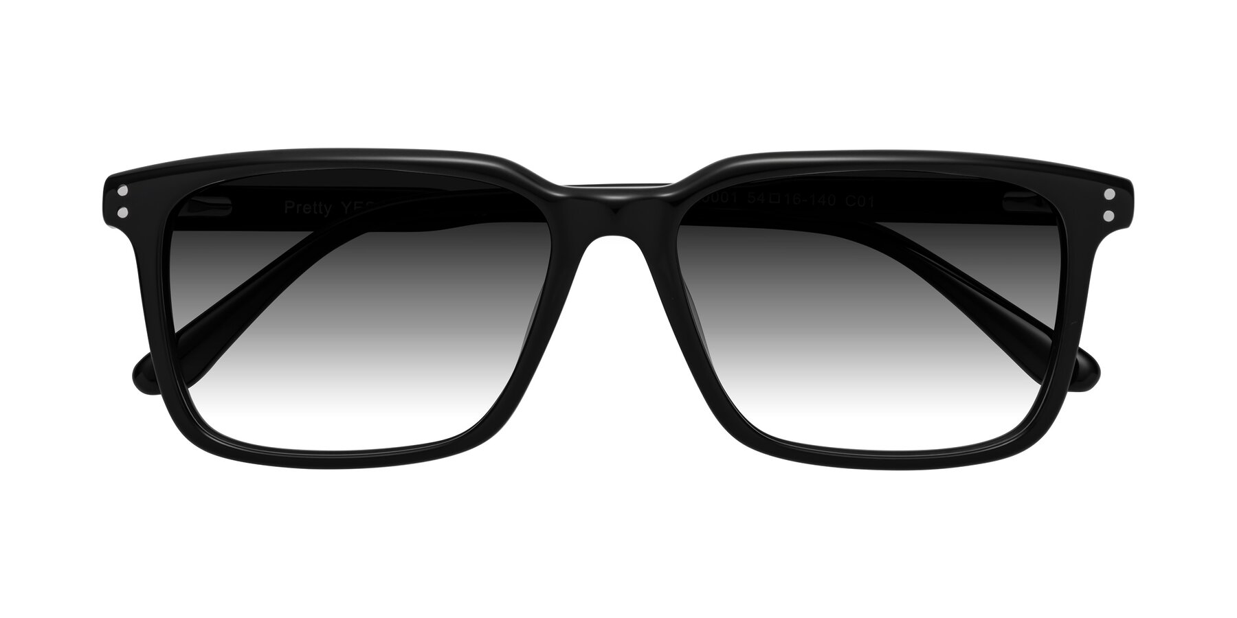 Folded Front of Pretty in Black with Gray Gradient Lenses