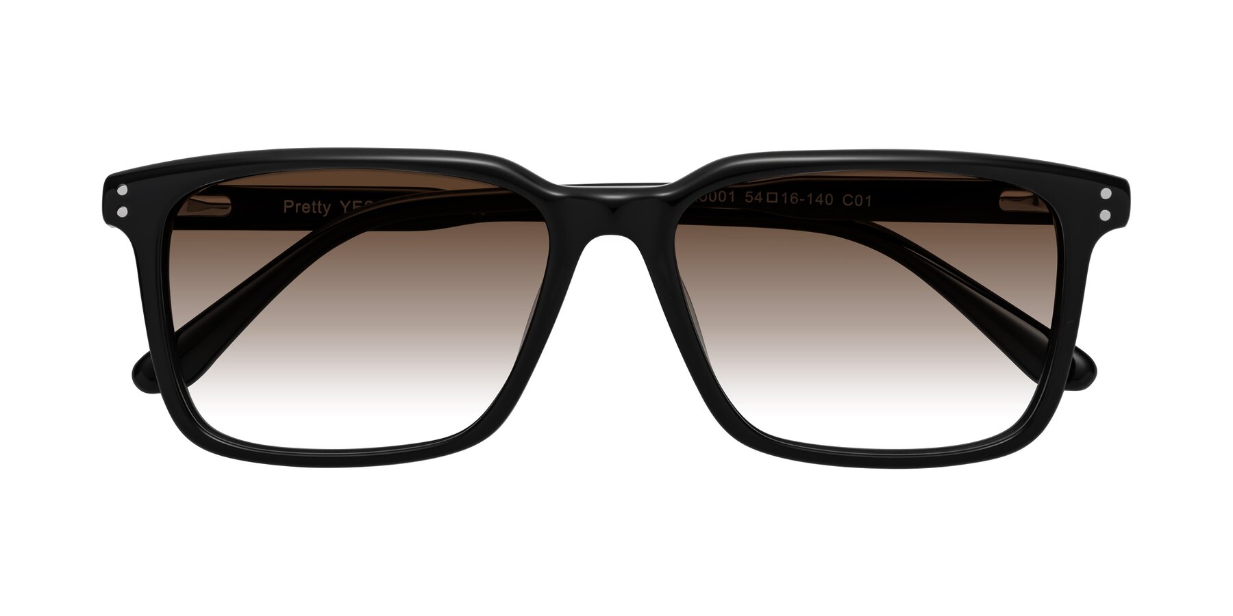 Folded Front of Pretty in Black with Brown Gradient Lenses