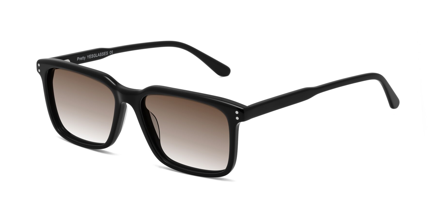 Angle of Pretty in Black with Brown Gradient Lenses