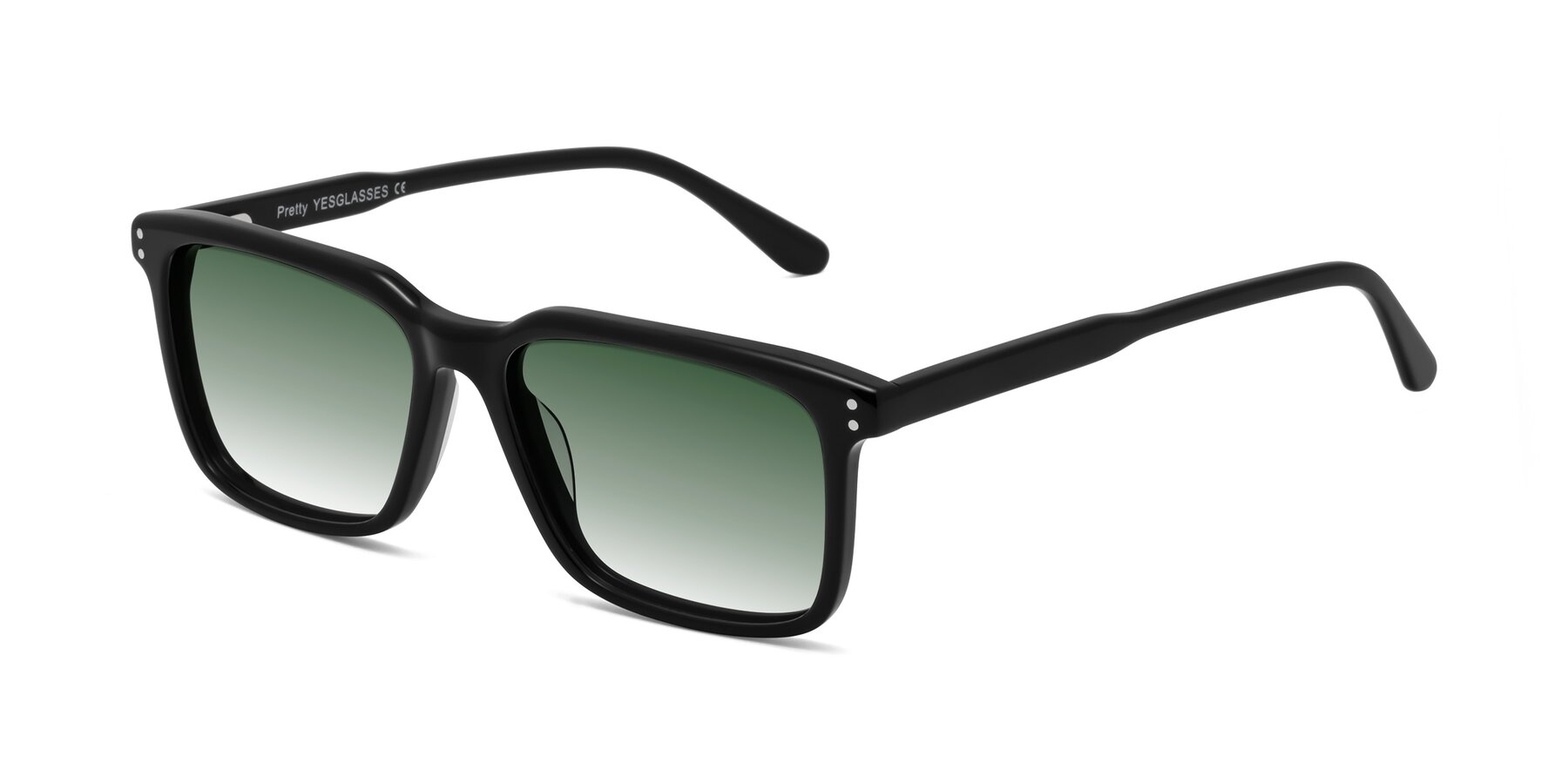 Angle of Pretty in Black with Green Gradient Lenses