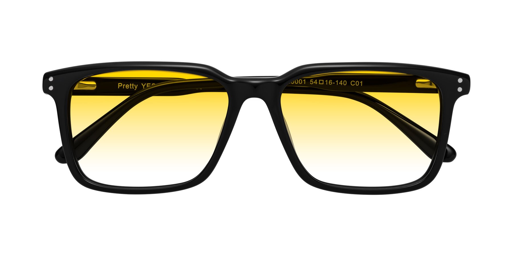 Folded Front of Pretty in Black with Yellow Gradient Lenses