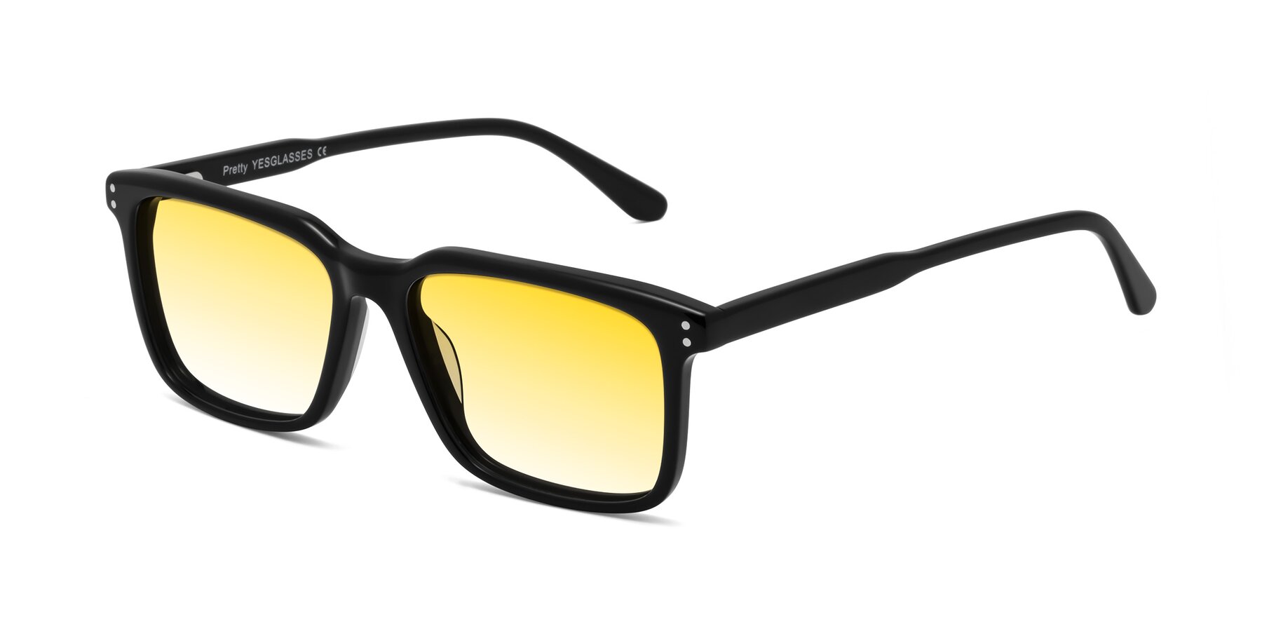 Angle of Pretty in Black with Yellow Gradient Lenses