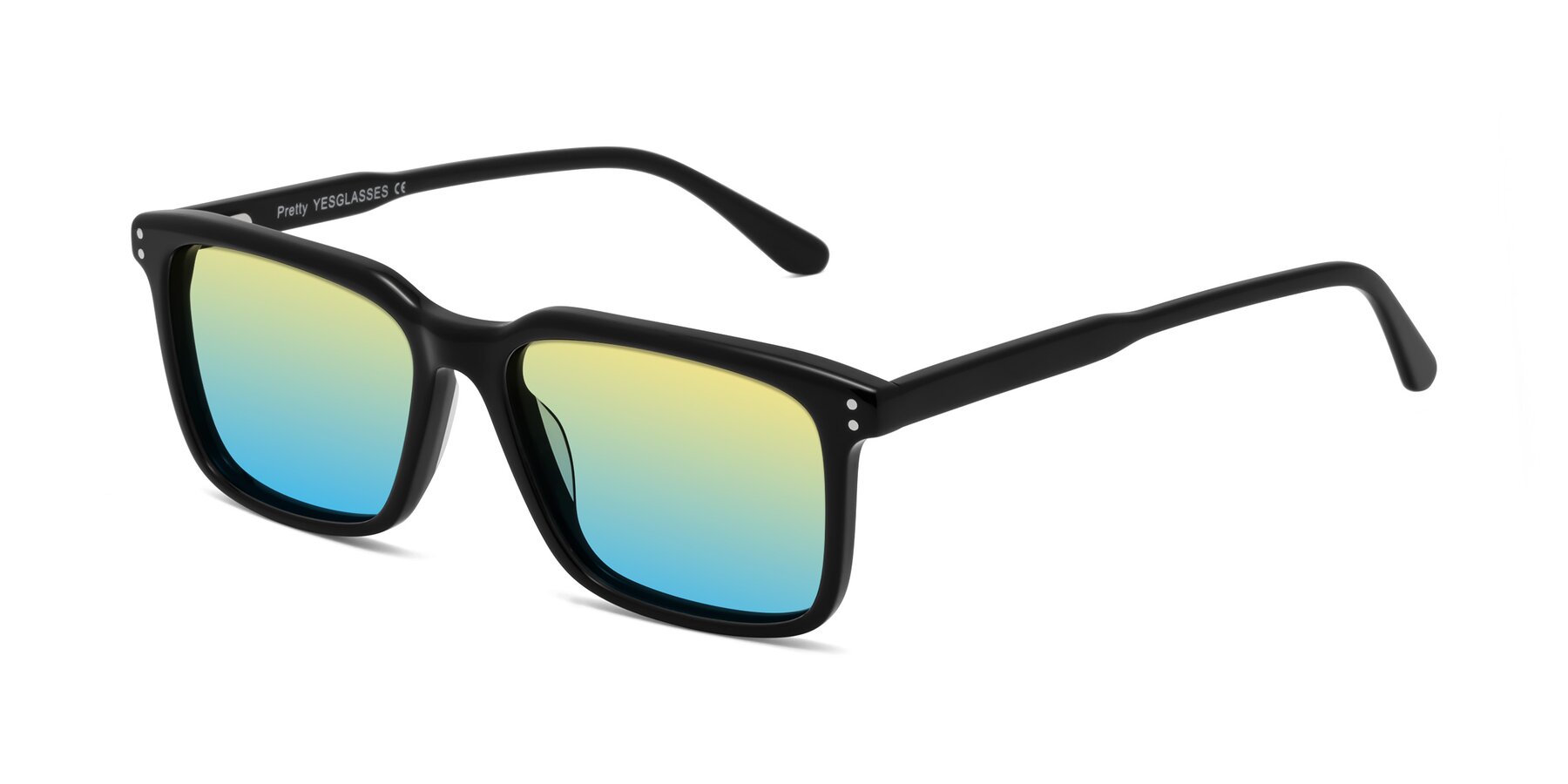 Angle of Pretty in Black with Yellow / Blue Gradient Lenses