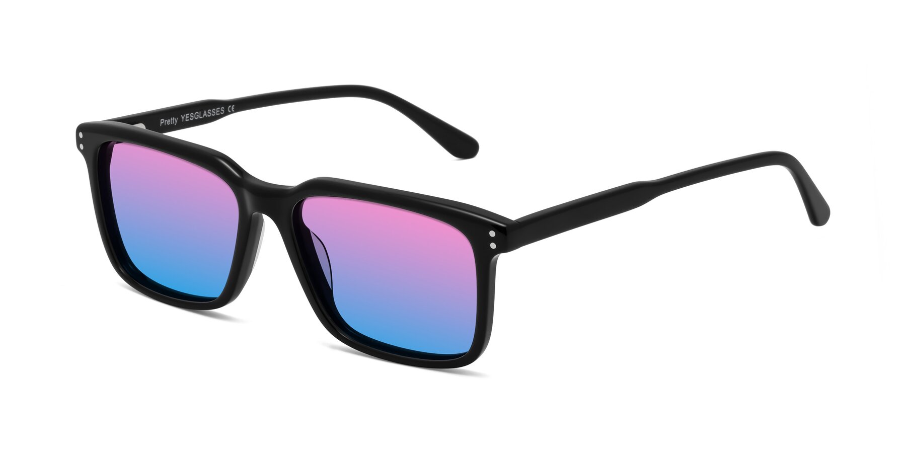 Angle of Pretty in Black with Pink / Blue Gradient Lenses